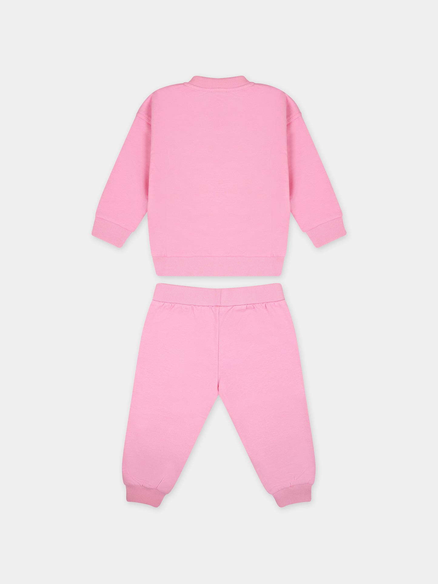 Completo rosa per neonata con logo,Moschino Kids,MOK049 LCA51 50206