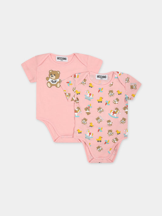 Set rosa per neonata con Teddy Bear,Moschino Kids,M7Y017 LAB92 83536