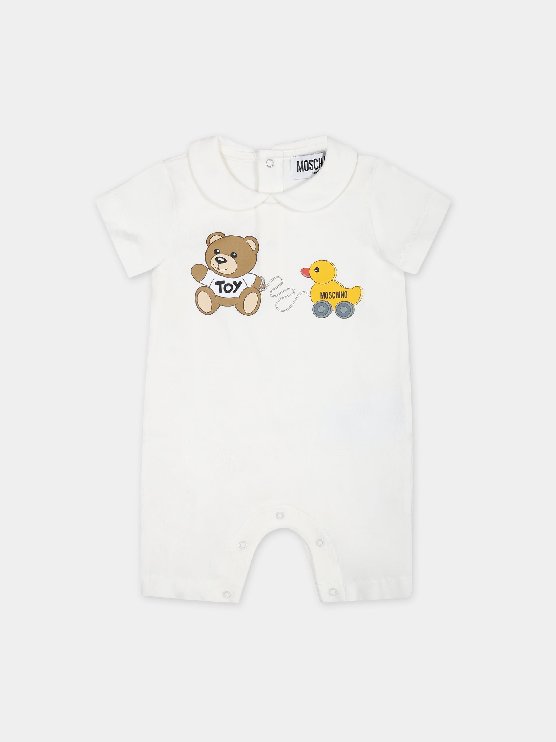 Tutina avorio per neonati con Teddy Bear e paperella,Moschino Kids,MUT03T LBA00 10063