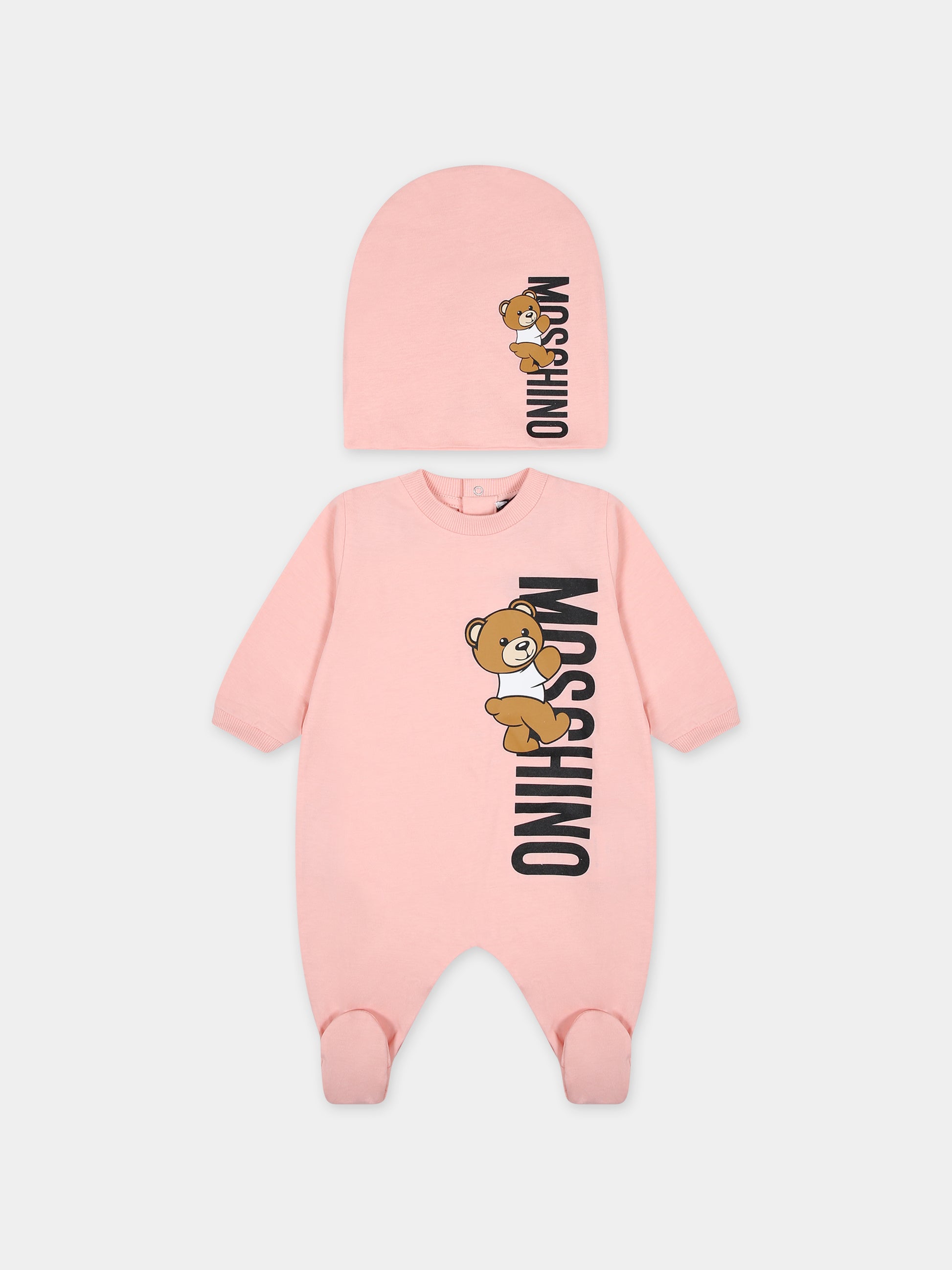 Set rosa per neonata con Teddy Bear,Moschino Kids,MUY05Z LAA17 50209