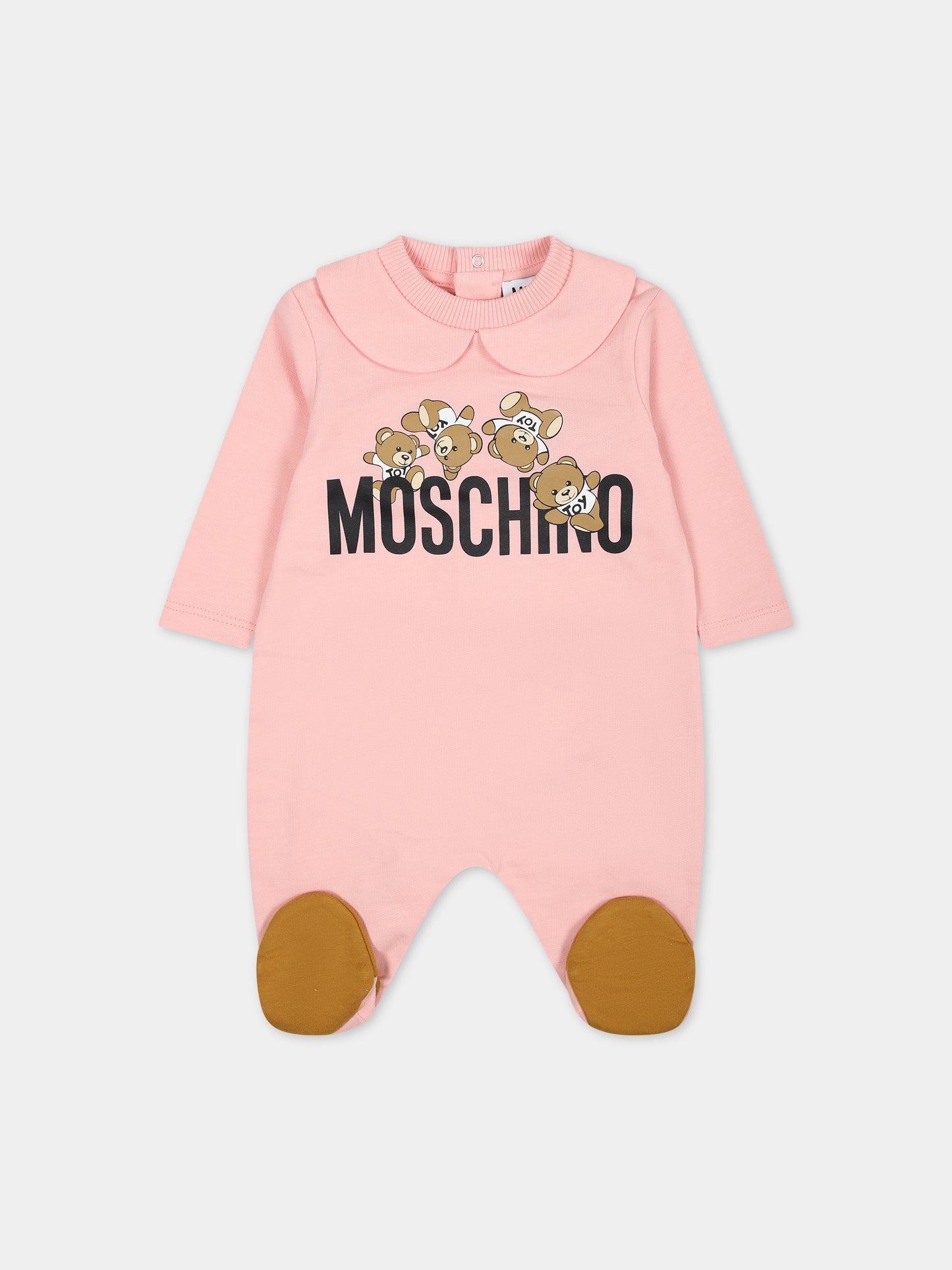 Tutina rosa per neonata con logo e Teddy Bear,Moschino Kids,MUY06M LCA19 50209