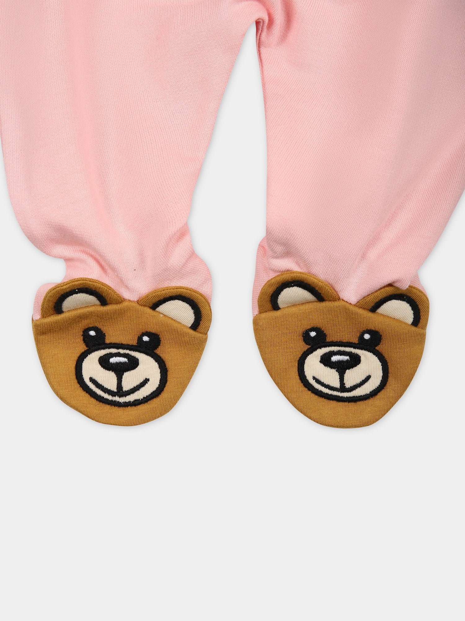 Tutina rosa per neonata con logo e Teddy Bear,Moschino Kids,MUY06M LCA19 50209