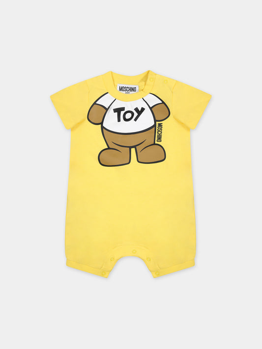 Pagliaccetto giallo per neonati con Teddy Bear,Moschino Kids,MNY022 LAA33 50162