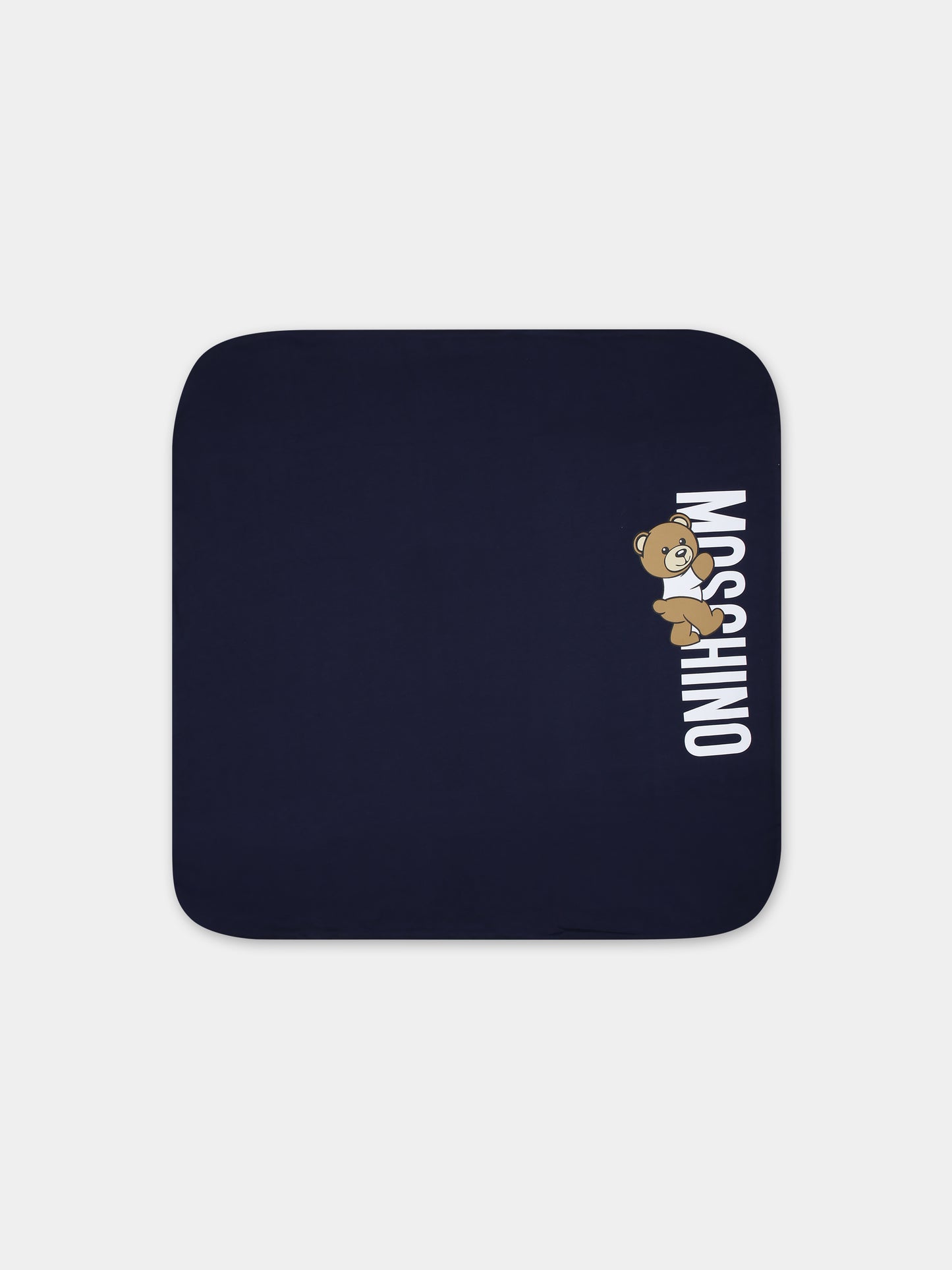 Coperta blu per neonati con Teddy Bear e logo,Moschino Kids,M8B005 LCA30 40016