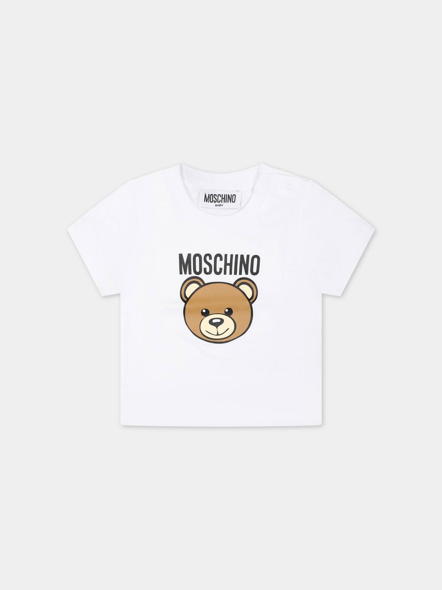 T-shirt bianca per neonati con Teddy Bear,Moschino Kids,MUM03Y LAA02 10101
