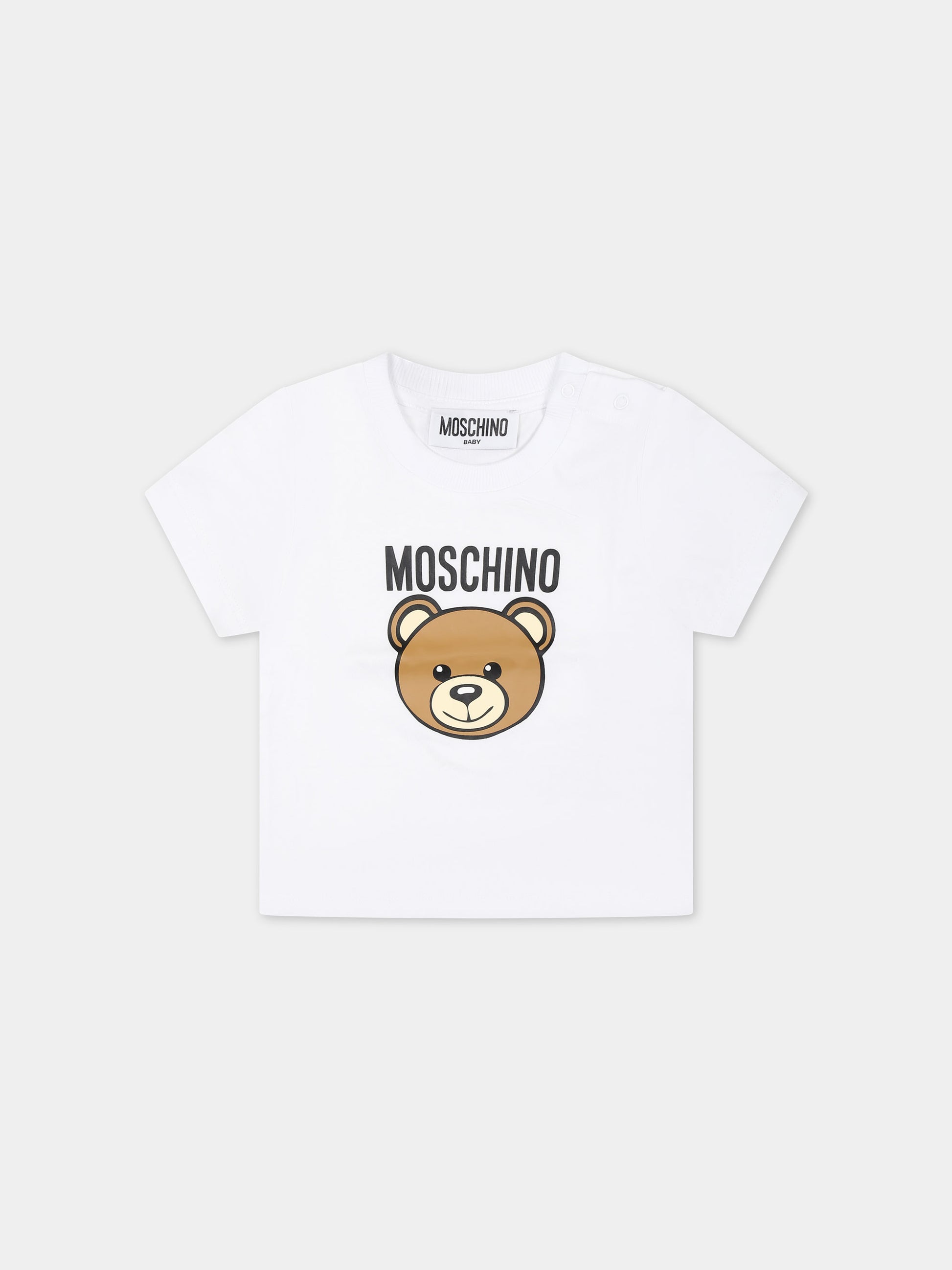 T-shirt bianca per neonati con Teddy Bear,Moschino Kids,MUM03Y LAA02 10101