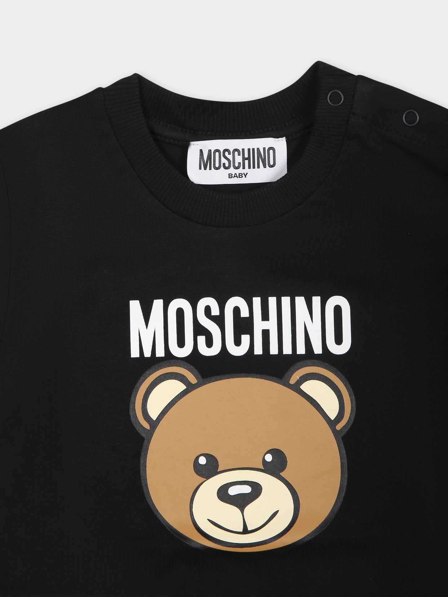 T-shirt nera per neonati con Teddy Bear,Moschino Kids,MUM03Y LAA02 60100