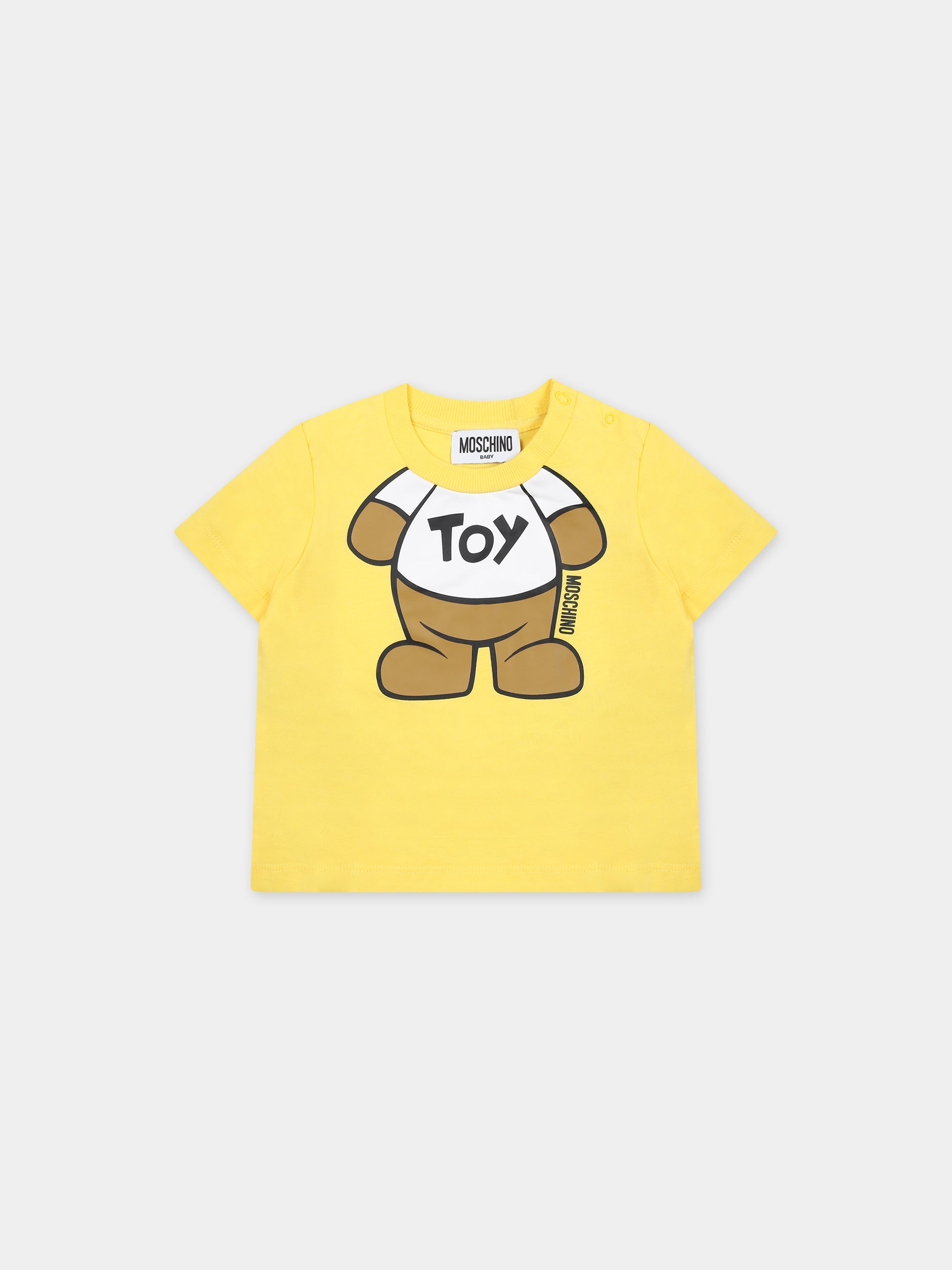 T-shirt gialla per neonati con Teddy Bear e logo,Moschino Kids,MYM032 LAA33 50162