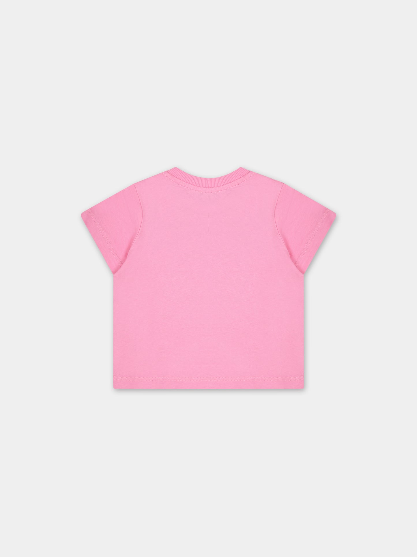 T-shirt rosa per neonata con Teddy Bear,Moschino Kids,MYM032 LAA33 50206