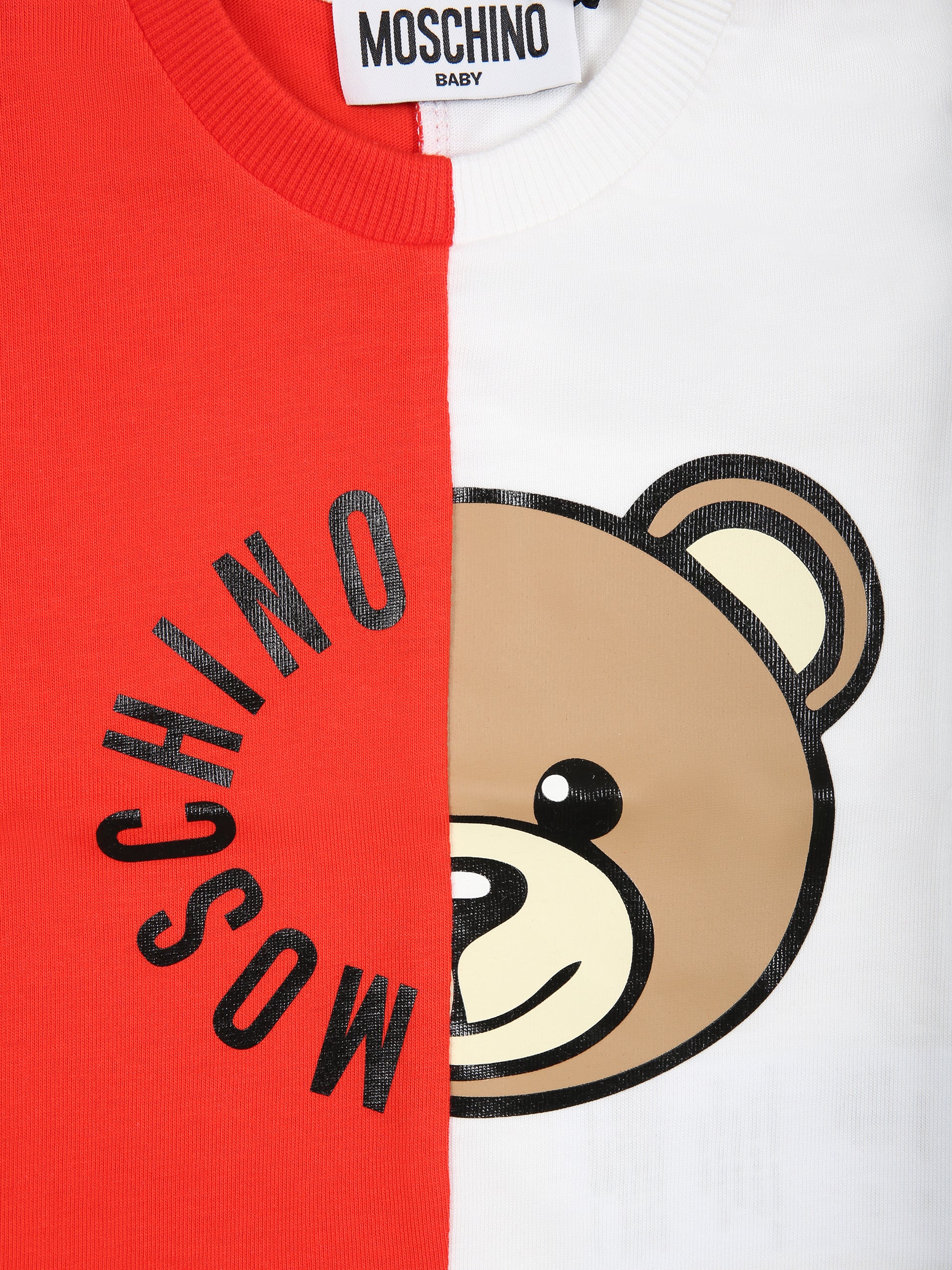 T-shirt rossa per neonati con Teddy bear e logo,Moschino Kids,MUM03R LAA02 50109