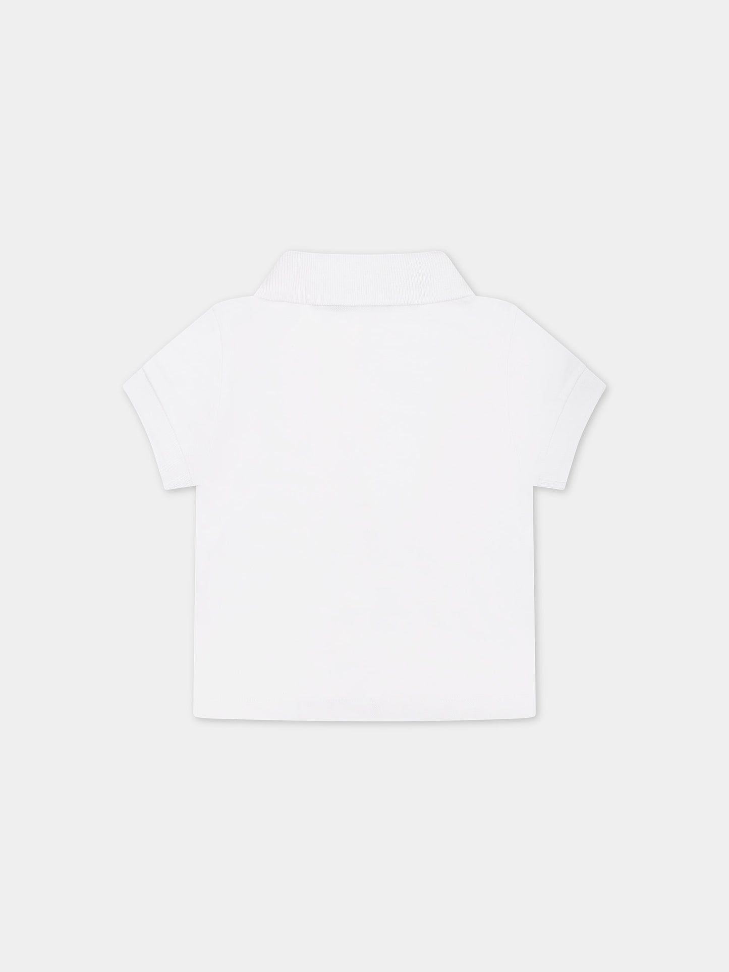 Polo bianca per neonato con Teddy Bear e logo,Moschino Kids,M7M01P LFA01 10101