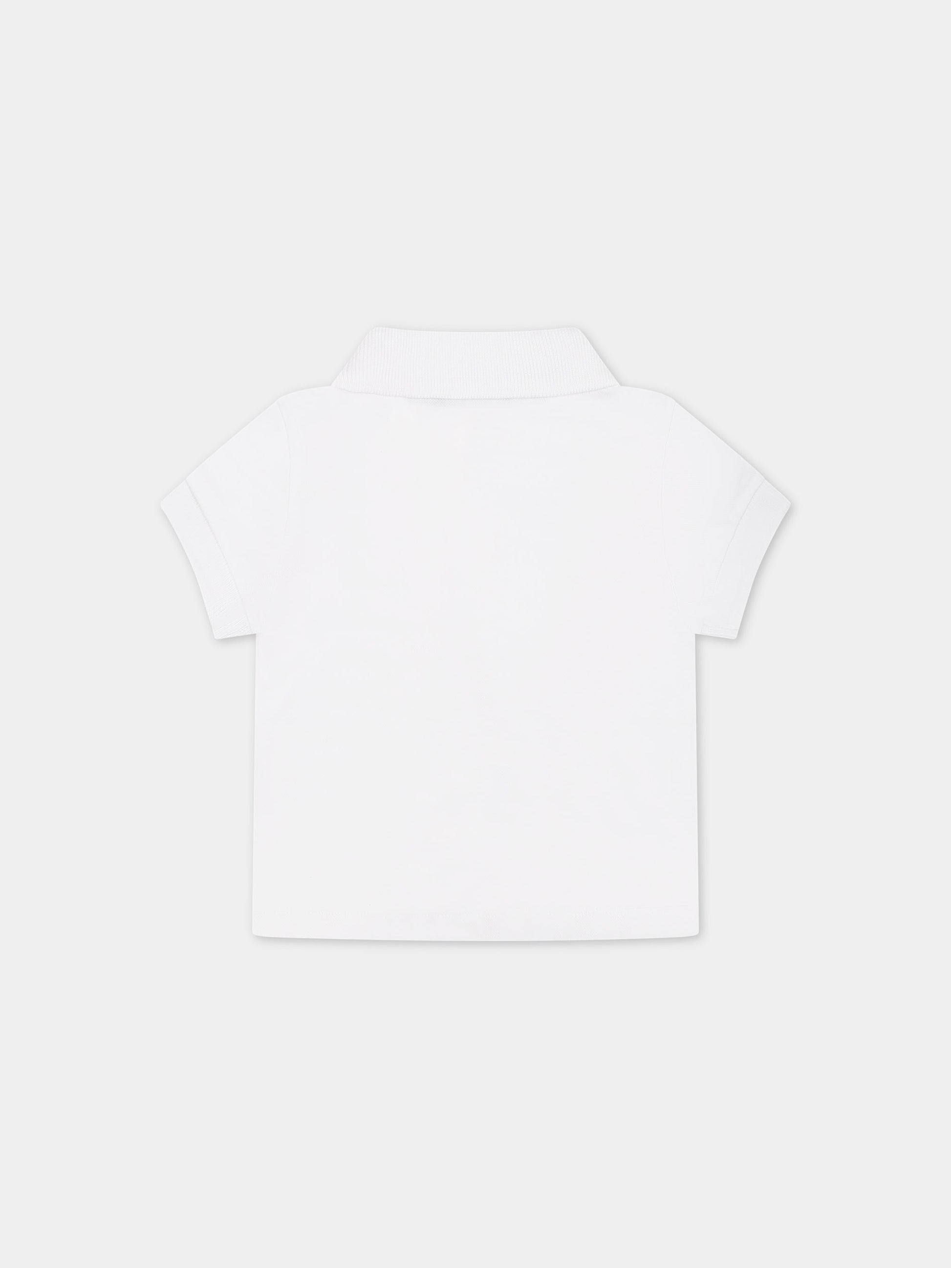 Polo bianca per neonato con Teddy Bear e logo,Moschino Kids,M7M01P LFA01 10101