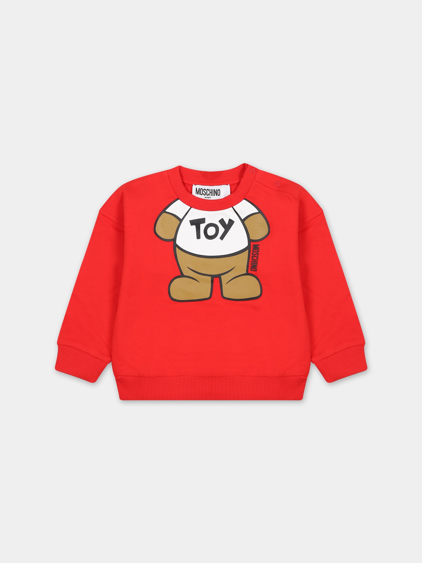 Felpa rossa per neonati con Teddy Bear,Moschino Kids,MYF03Q LCA69 50109