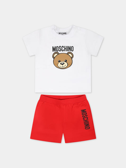 Completo multicolor per neonato con Teddy Bear e logo,Moschino Kids,MRG00M LAA02 82298