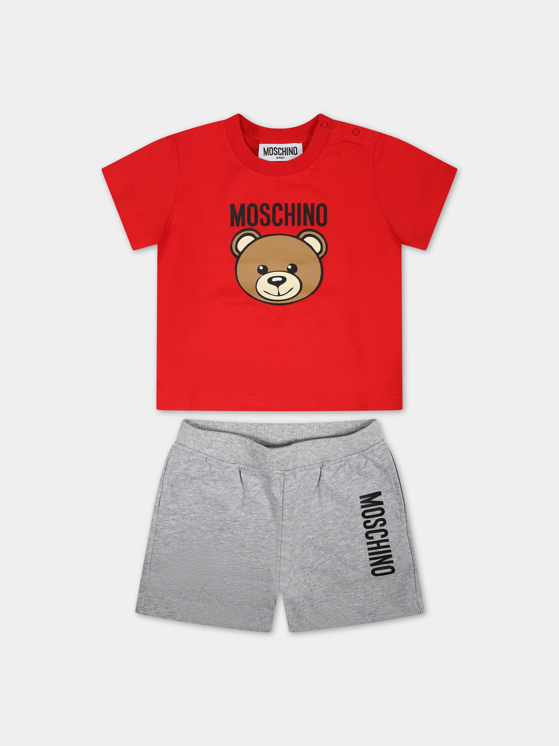 Completo multicolor per neonato con Teddy Bear e logo,Moschino Kids,MRG00M LAA02 82554