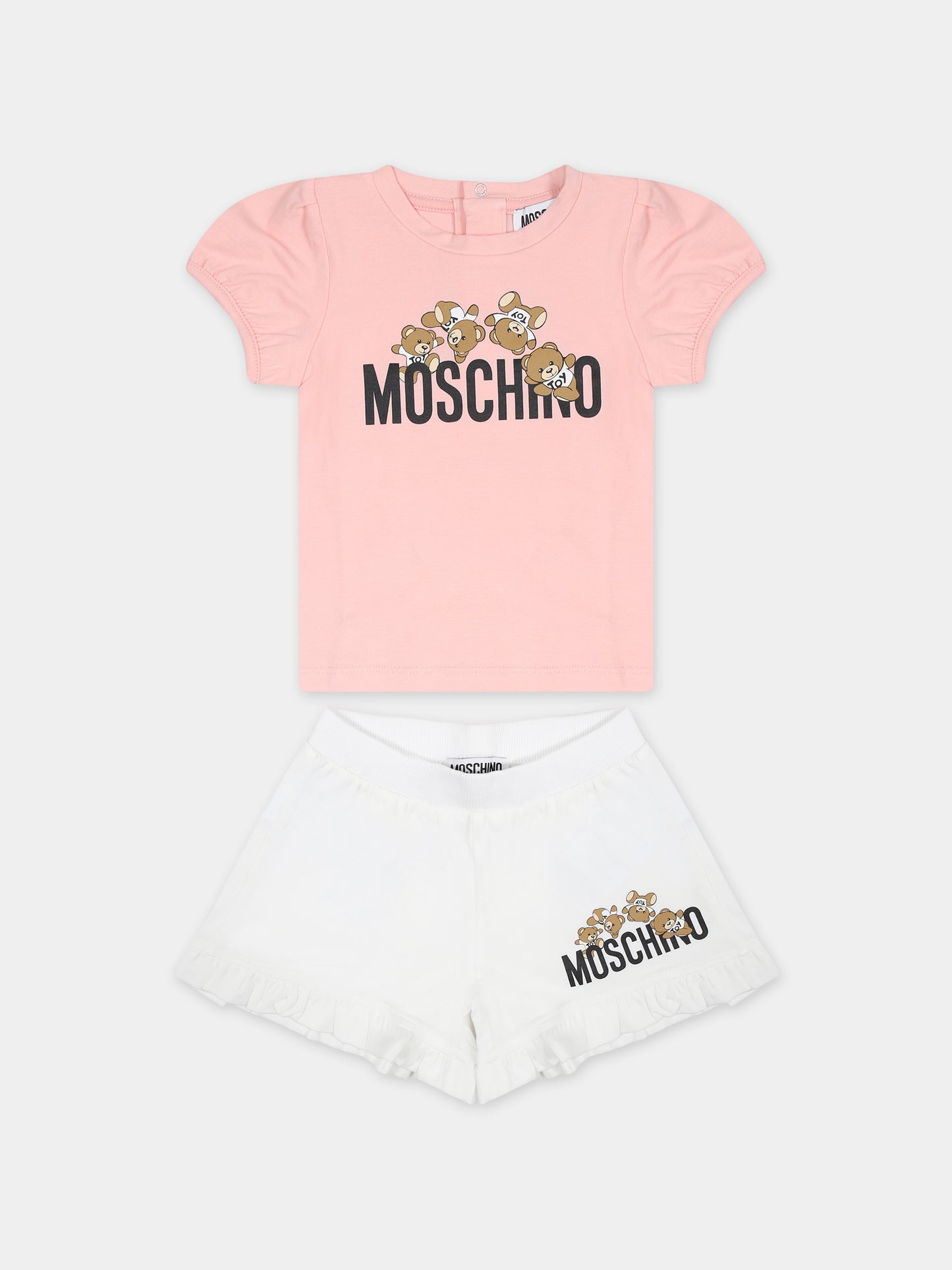 Completo sportivo multicolor per neonata con logo e Teddy Bear,Moschino Kids,MDG01O LBA00 82543