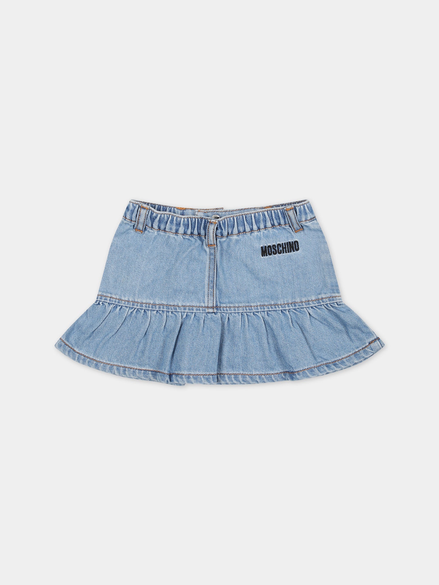 Gonna casual denim per neonata con Teddy Bear,Moschino Kids,MDJ01H L0E23 40140