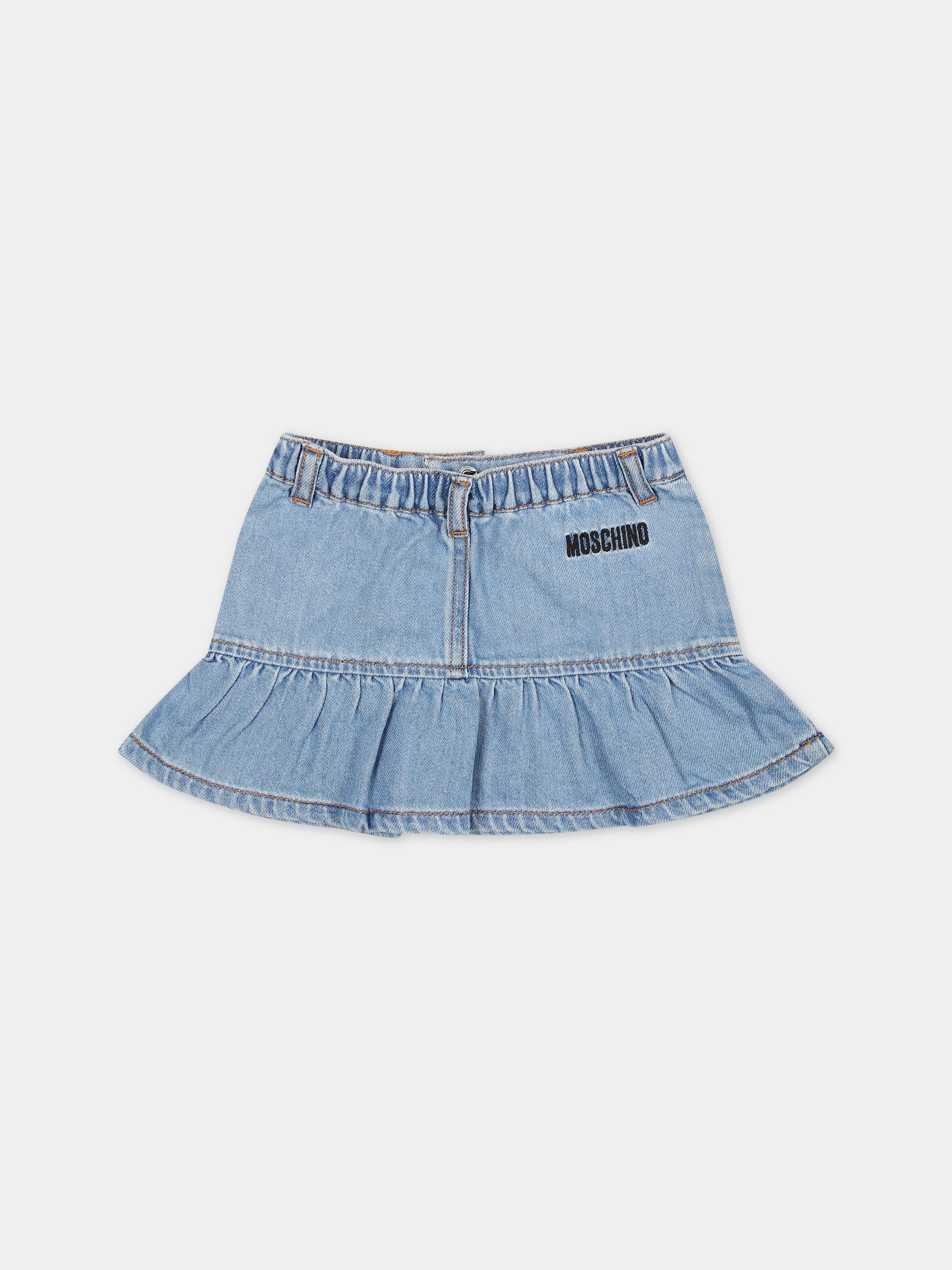 Gonna casual denim per neonata con Teddy Bear,Moschino Kids,MDJ01H L0E23 40140