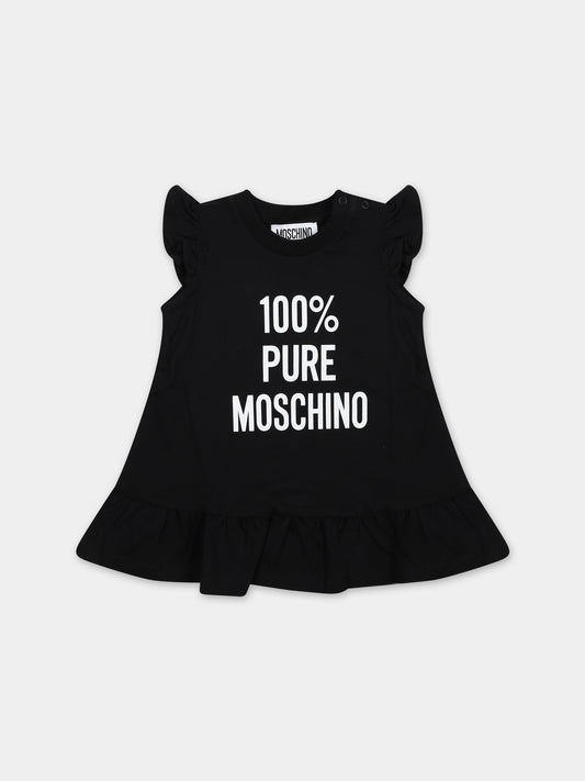 Vestito nero per neonata con stampa,Moschino Kids,MDV0BA LAA01 60100