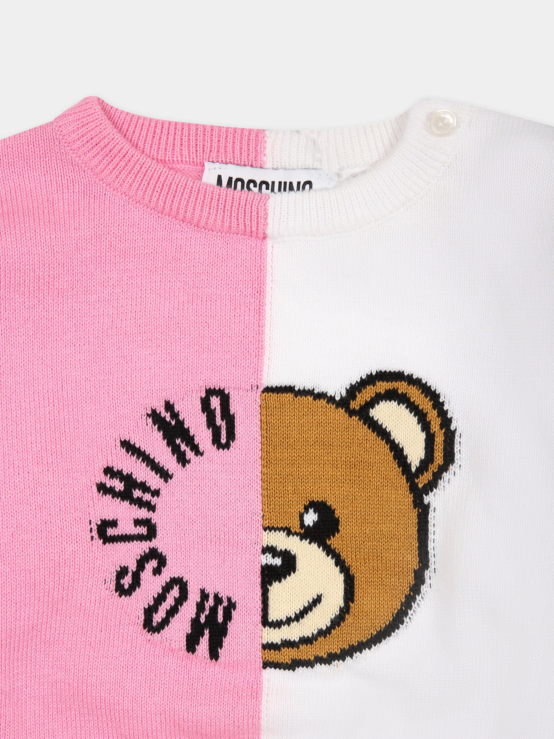 Maglione multicolor per neonata con Teddy Bear,Moschino Kids,MVW00J LHE62 50206