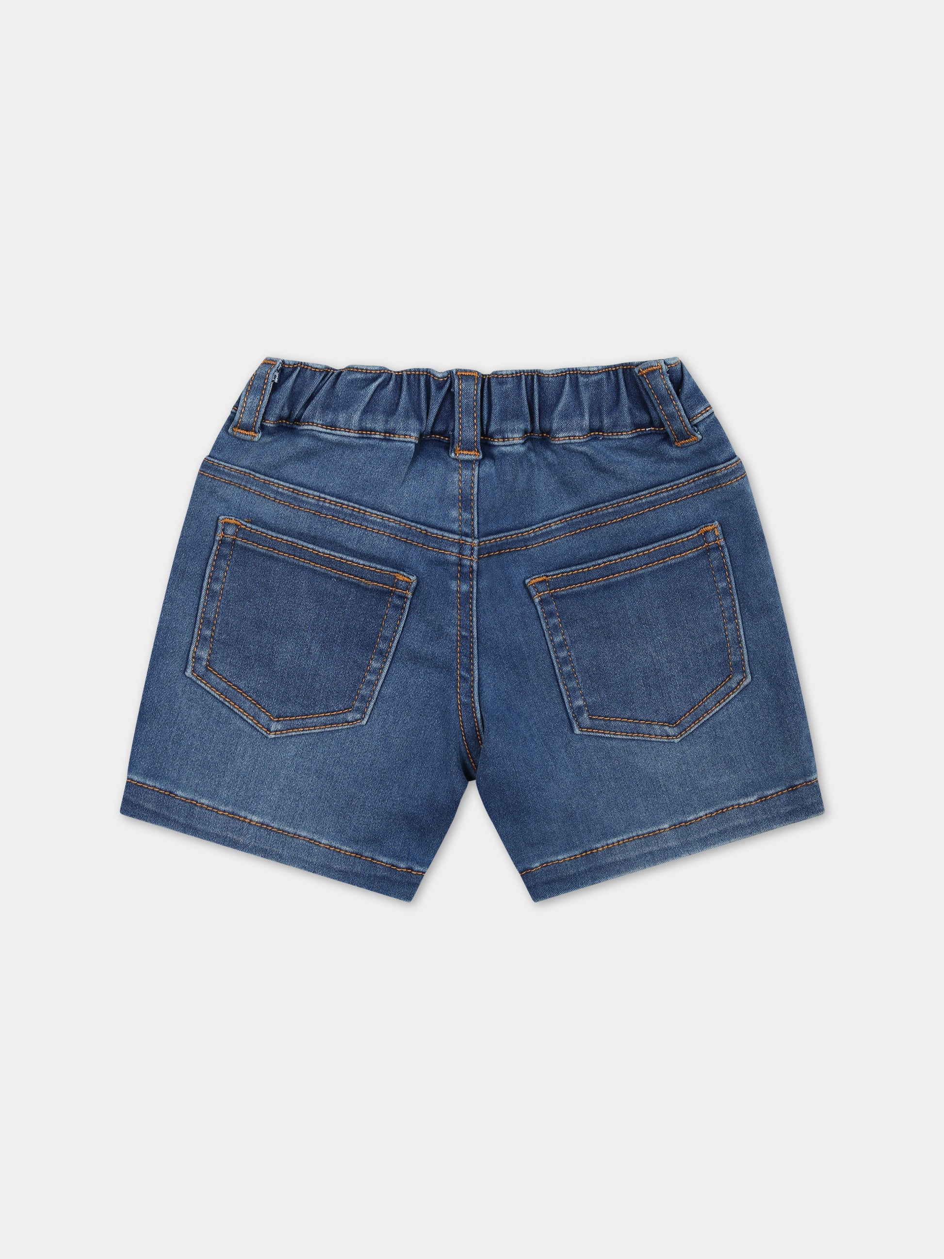 Shorts denim per neonato con patch Teddy Bear,Moschino Kids,MUQ00Y LXE43 40334