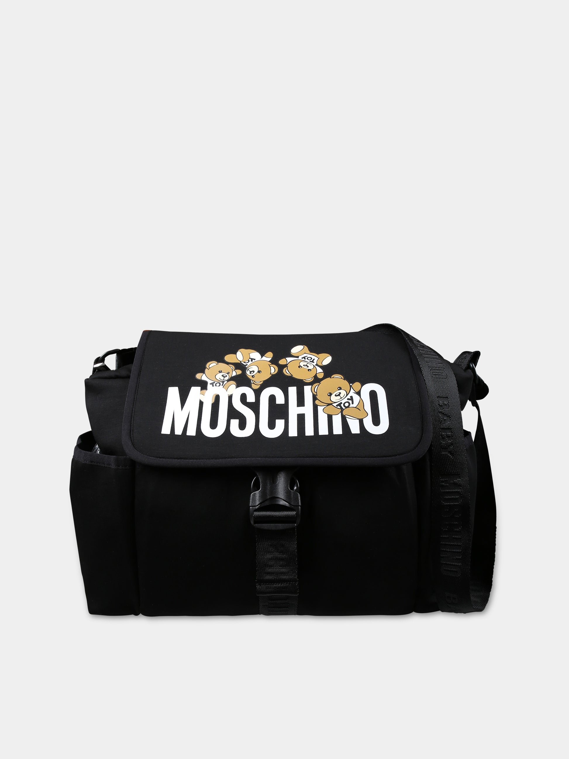 Borsa mamma nera per neonati con Teddy bear e logo,Moschino Kids,MOX03O LDA32 60100