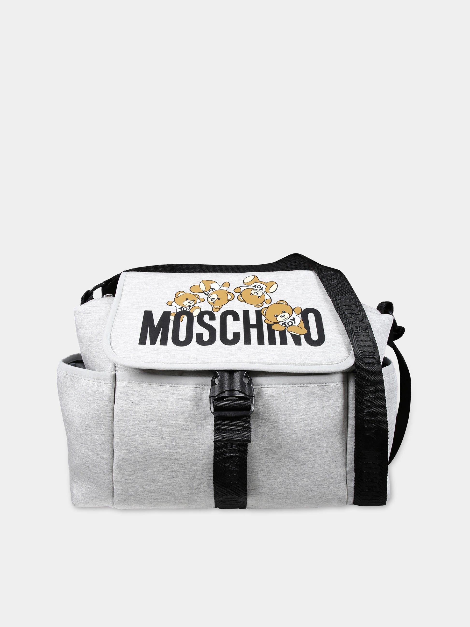 Borsa mamma grigia per neonati con Teddy bear e logo,Moschino Kids,MOX03O LDA32 60926