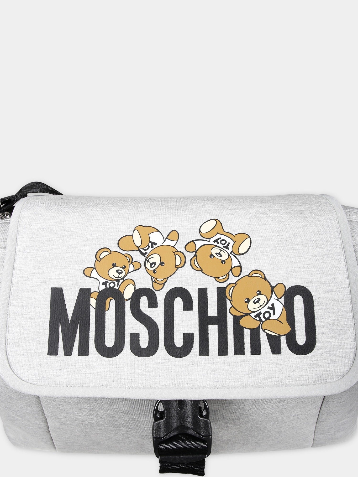 Borsa mamma grigia per neonati con Teddy bear e logo,Moschino Kids,MOX03O LDA32 60926