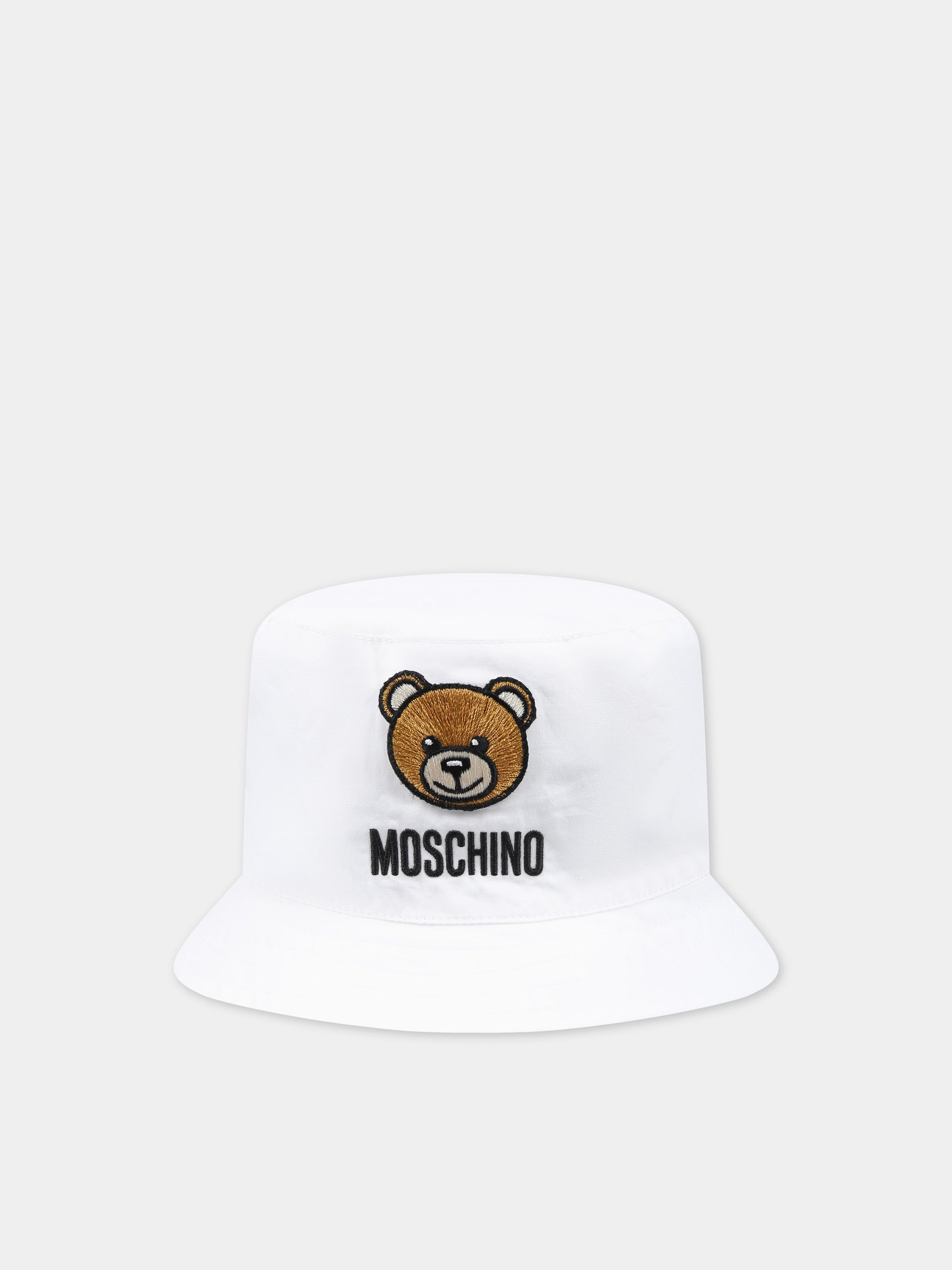 Cloche bianca per neonati con Teddy Bear,Moschino Kids,MNX032 LLA11 10101