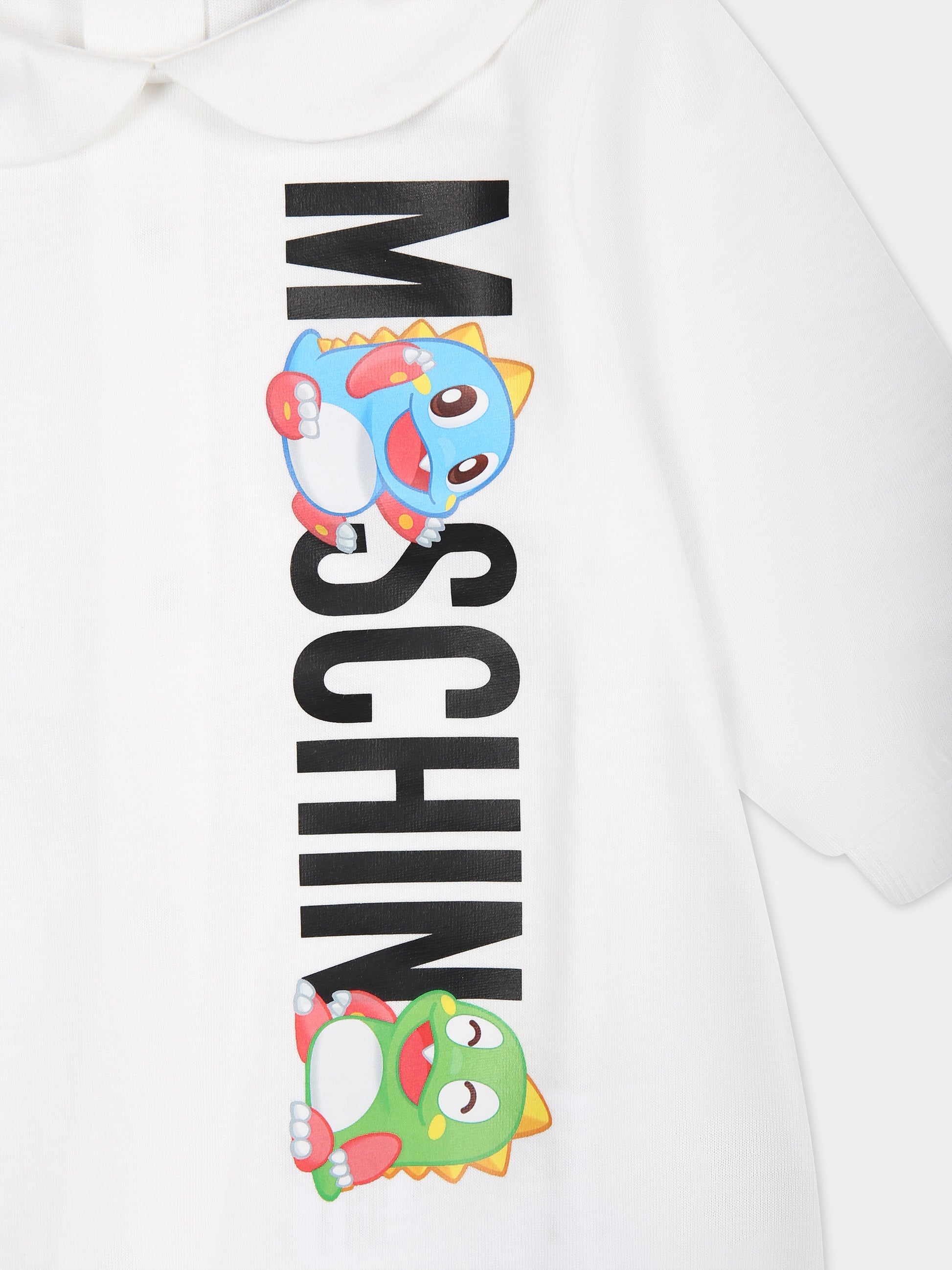 Tutina bianca per neonati con logo e draghetti Puzzle Bobble,Moschino Kids,MUY06R LAA02 10101