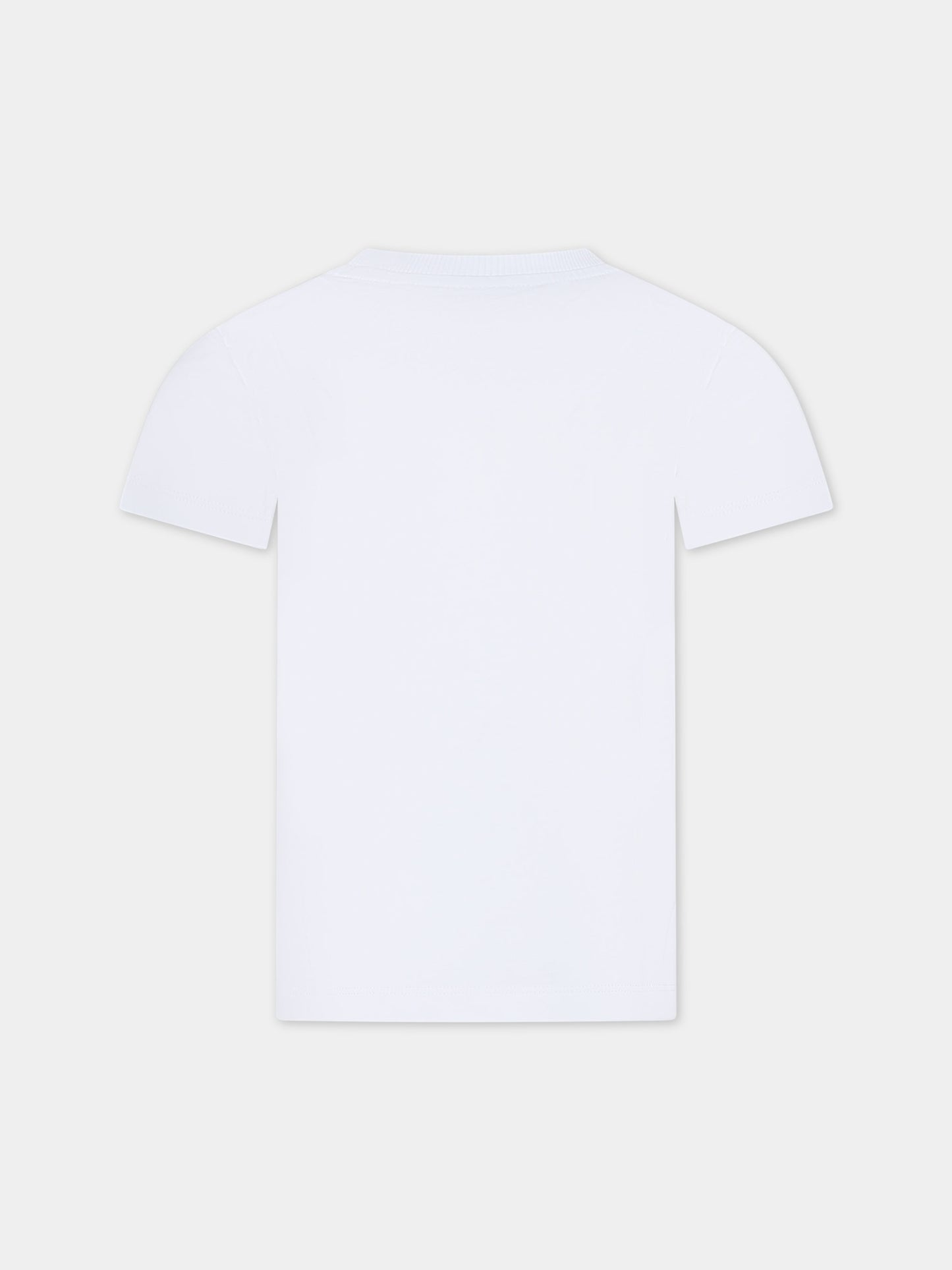 T-shirt bianca per bambini con Teddy Bear e logo,Moschino Kids,HUM04K LAA02 10101