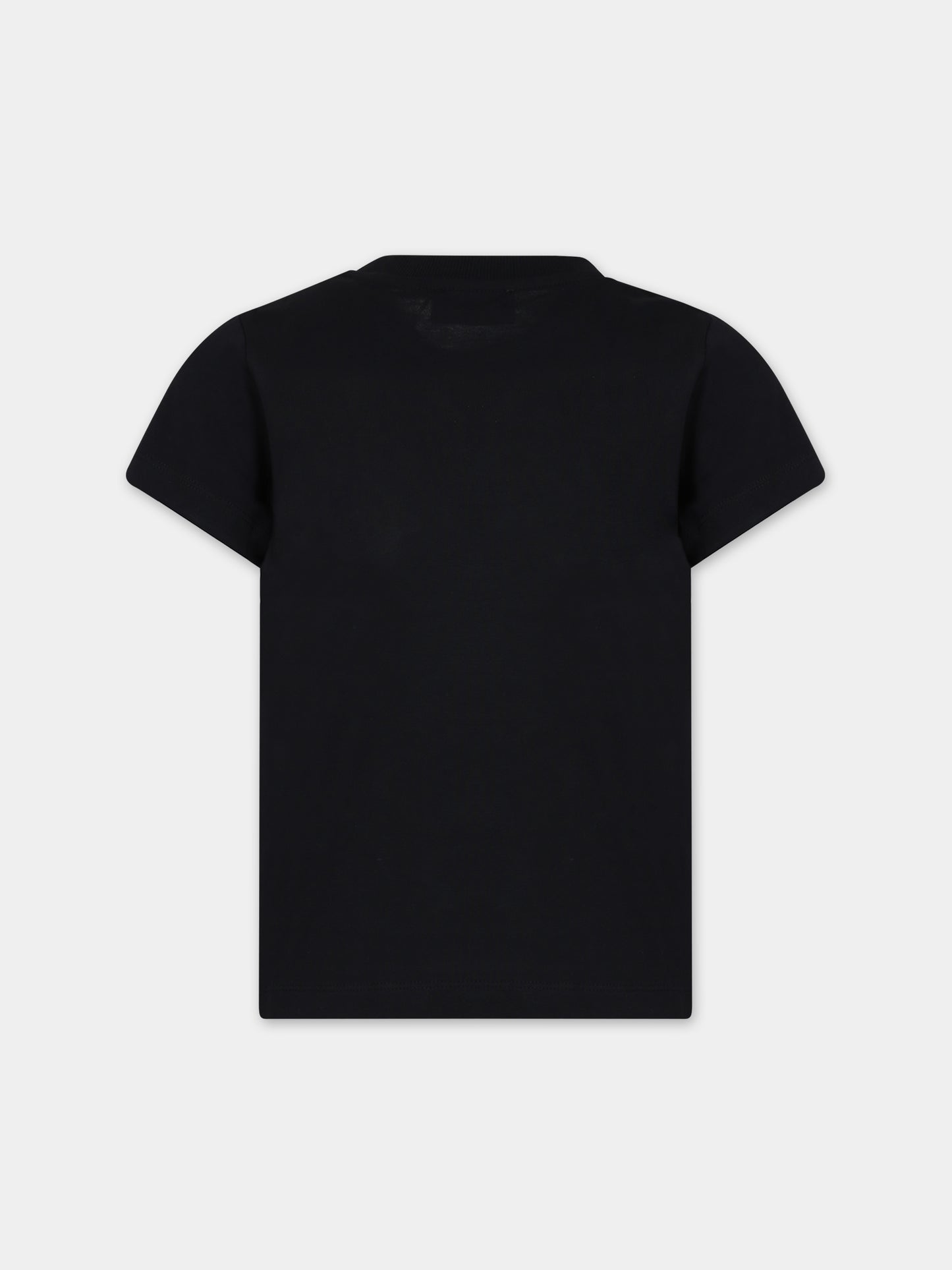 T-shirt nera per bambini con Teddy Bear e logo,Moschino Kids,HUM04K LAA02 60100