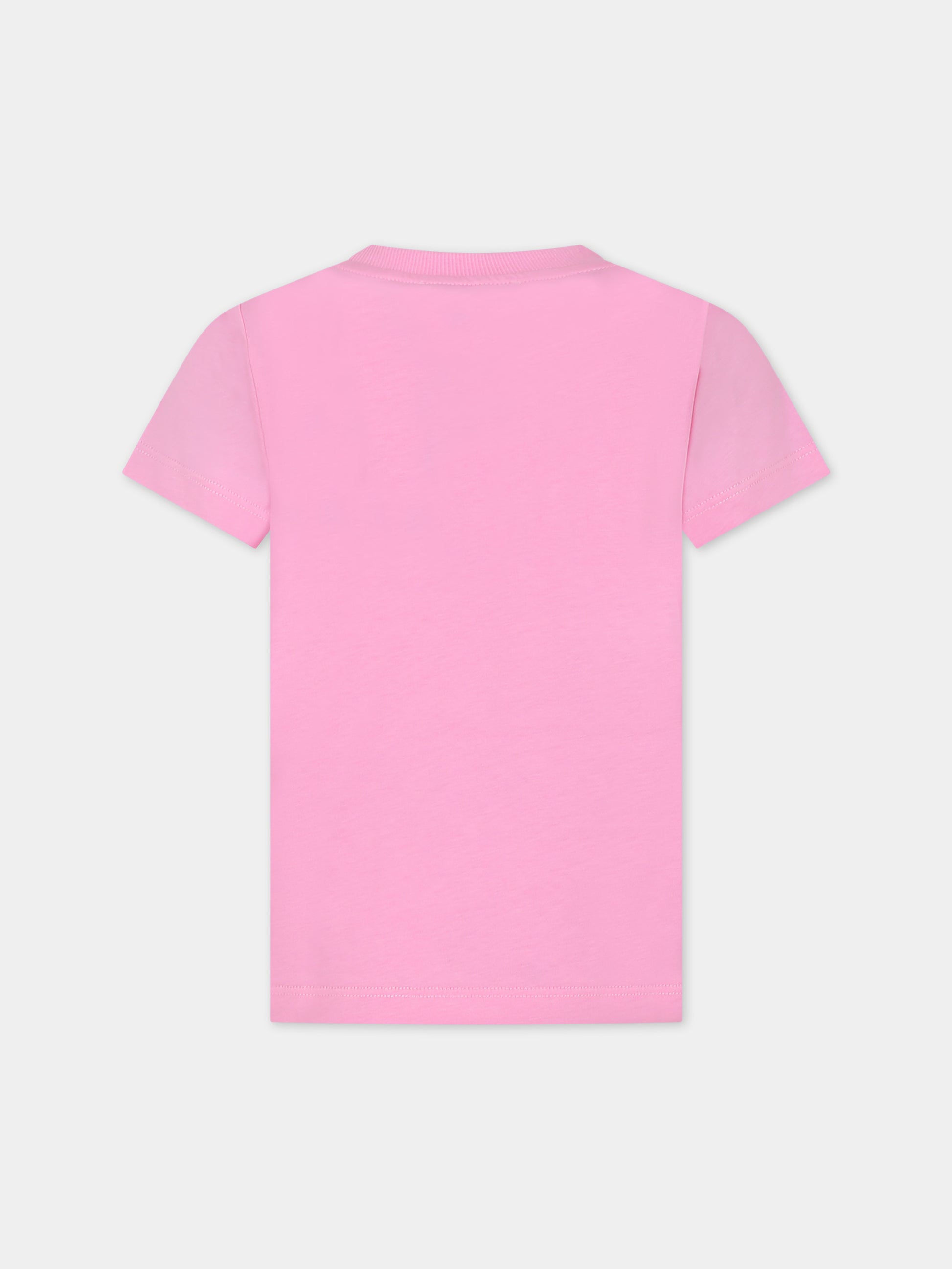 T-shirt rosa per bambini con logo e Teddy Bear,Moschino Kids,HMM04K LAA03 50206