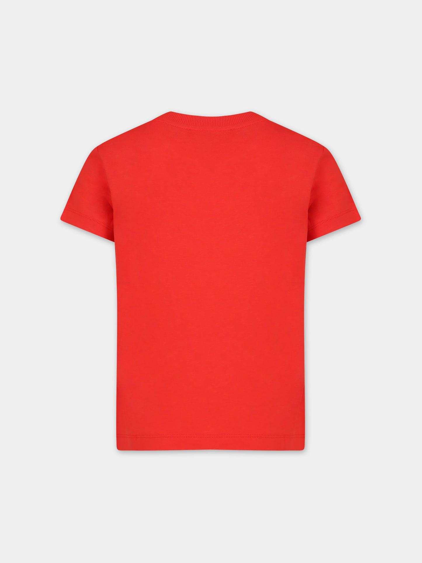 T-shirt rossa per bambini con Teddy Bear e logo,Moschino Kids,HUM04K LAA02 50109