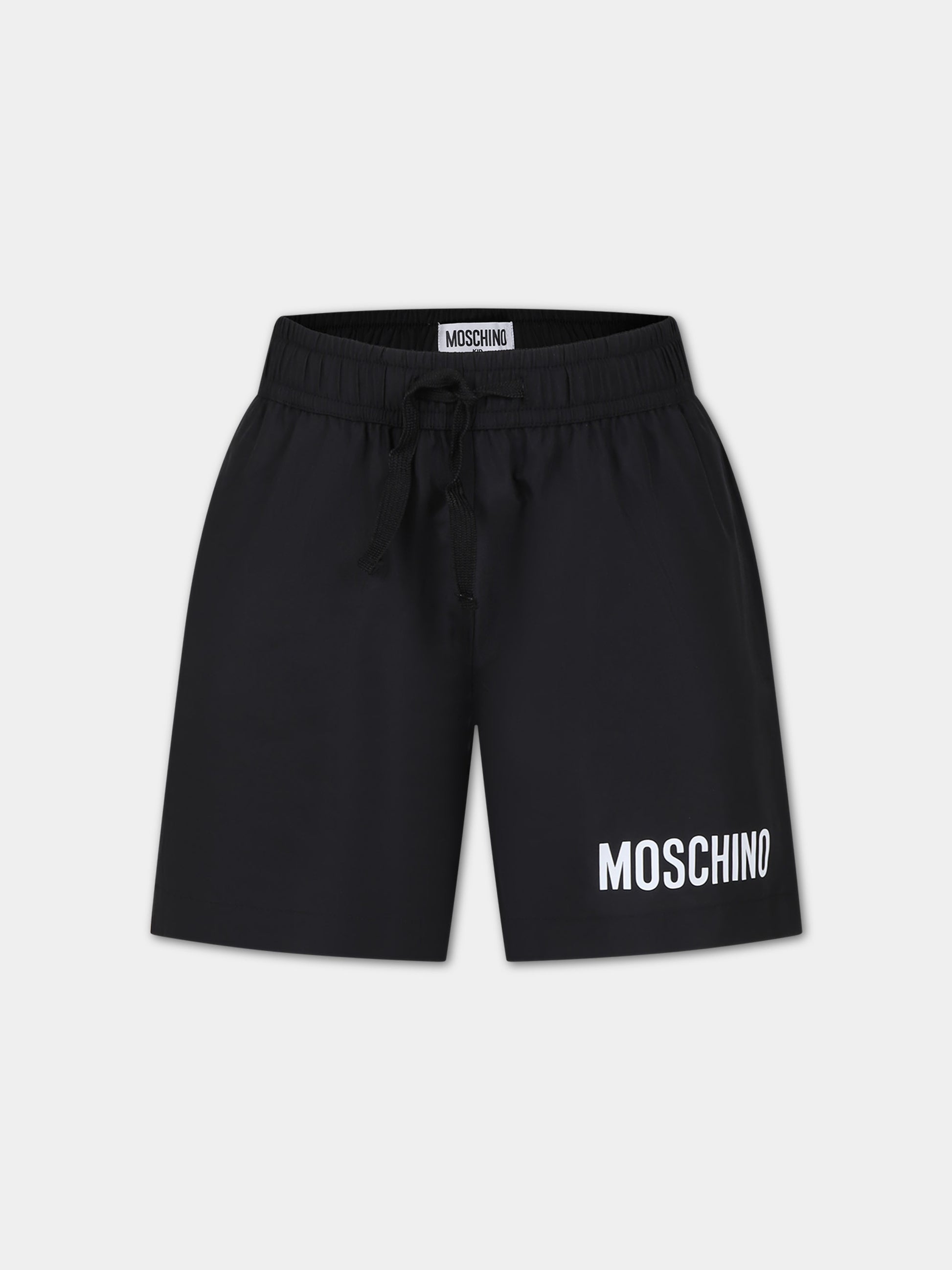 Boxer mare nero per bambino con logo,Moschino Kids,HUL01F LKA02 60100