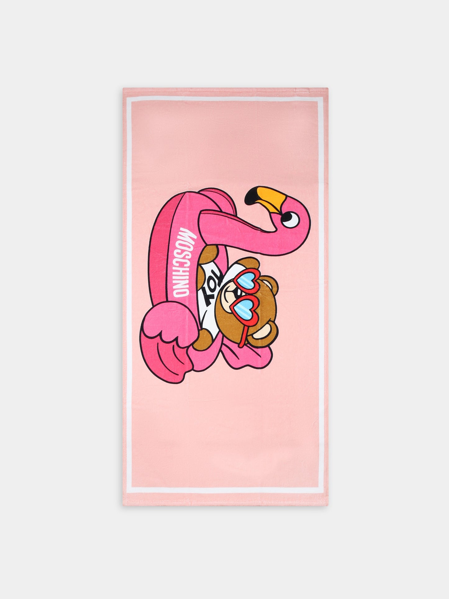 Telo mare rosa per bambina con Teddy Bear e fenicottero,Moschino Kids,HCX00W LGA15 50209