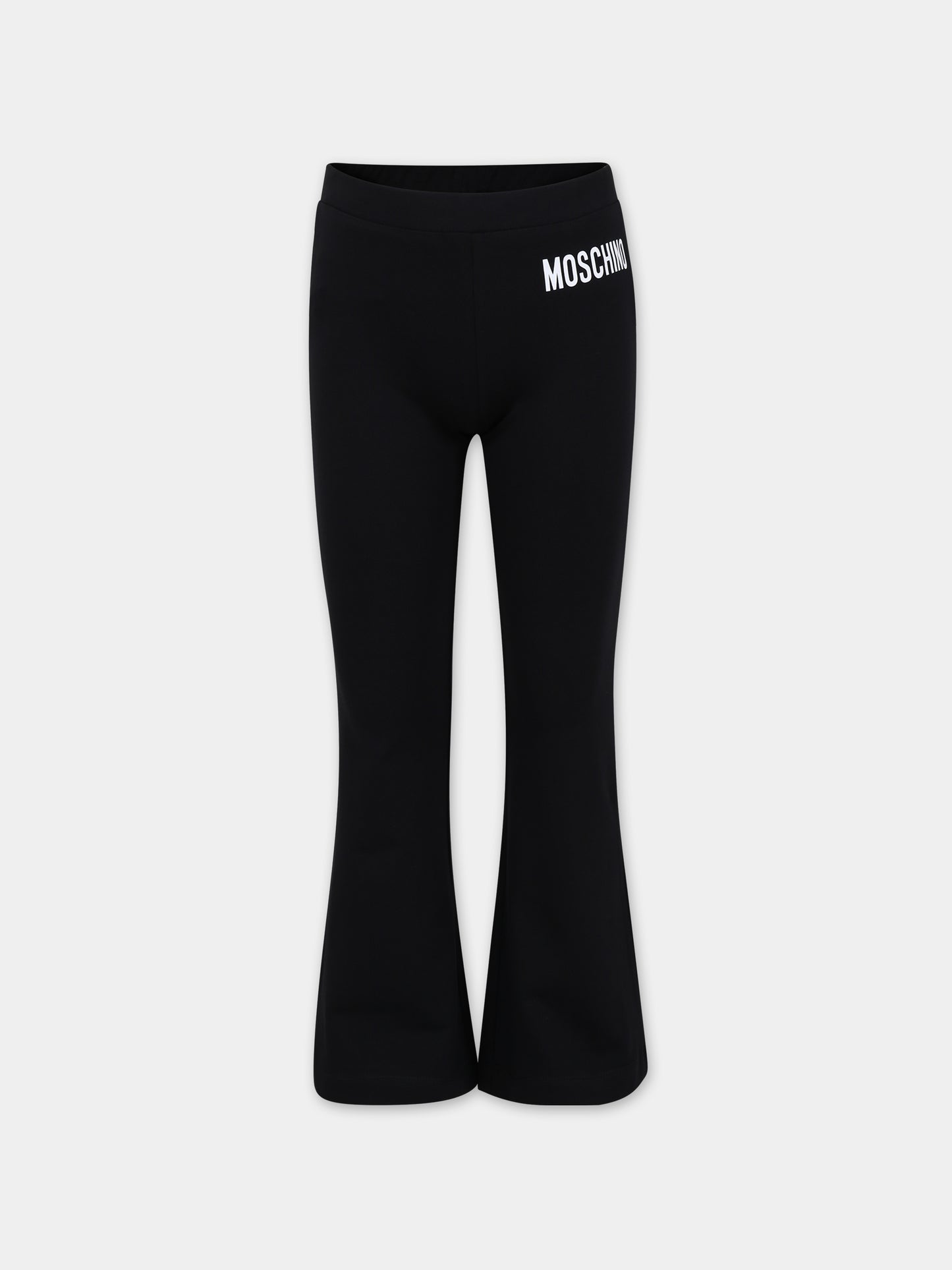 Leggings nero per bambina con logo,Moschino Kids,HDP05Q LBA00 60100