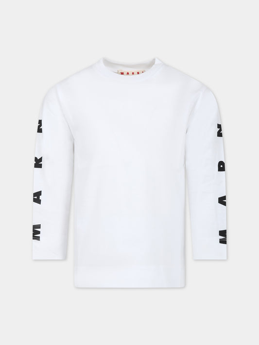 T-shirt bianca per bambini con logo,Marni Kids,M01066 M00NE MT170U 0M100