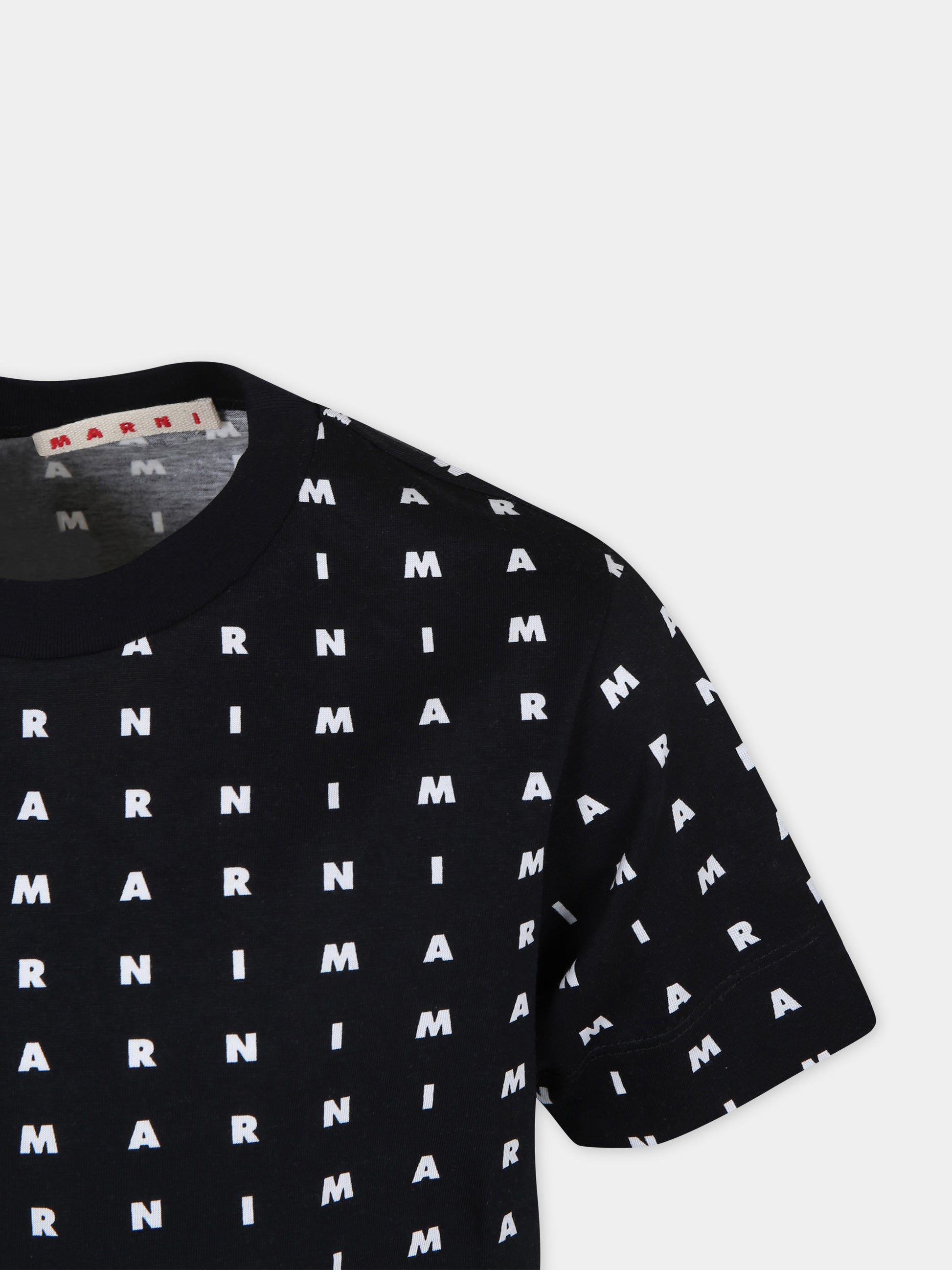 T-shirt nera per bambini con logo,Marni Kids,M01095 M00S5 MT169U 0M900