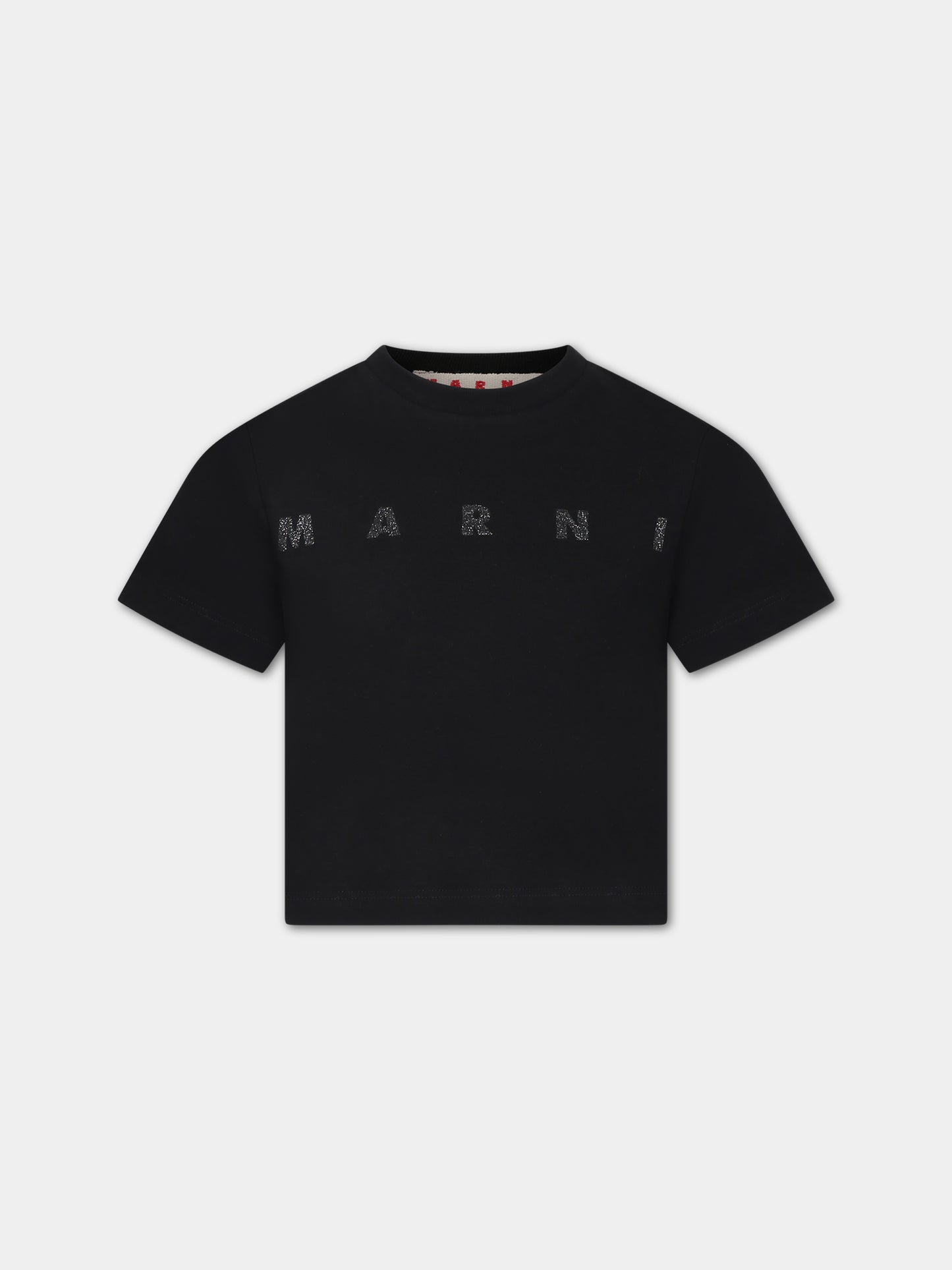 T-shirt nera per bambina con logo,Marni Kids,M01027 M00NE MT241F 0M900