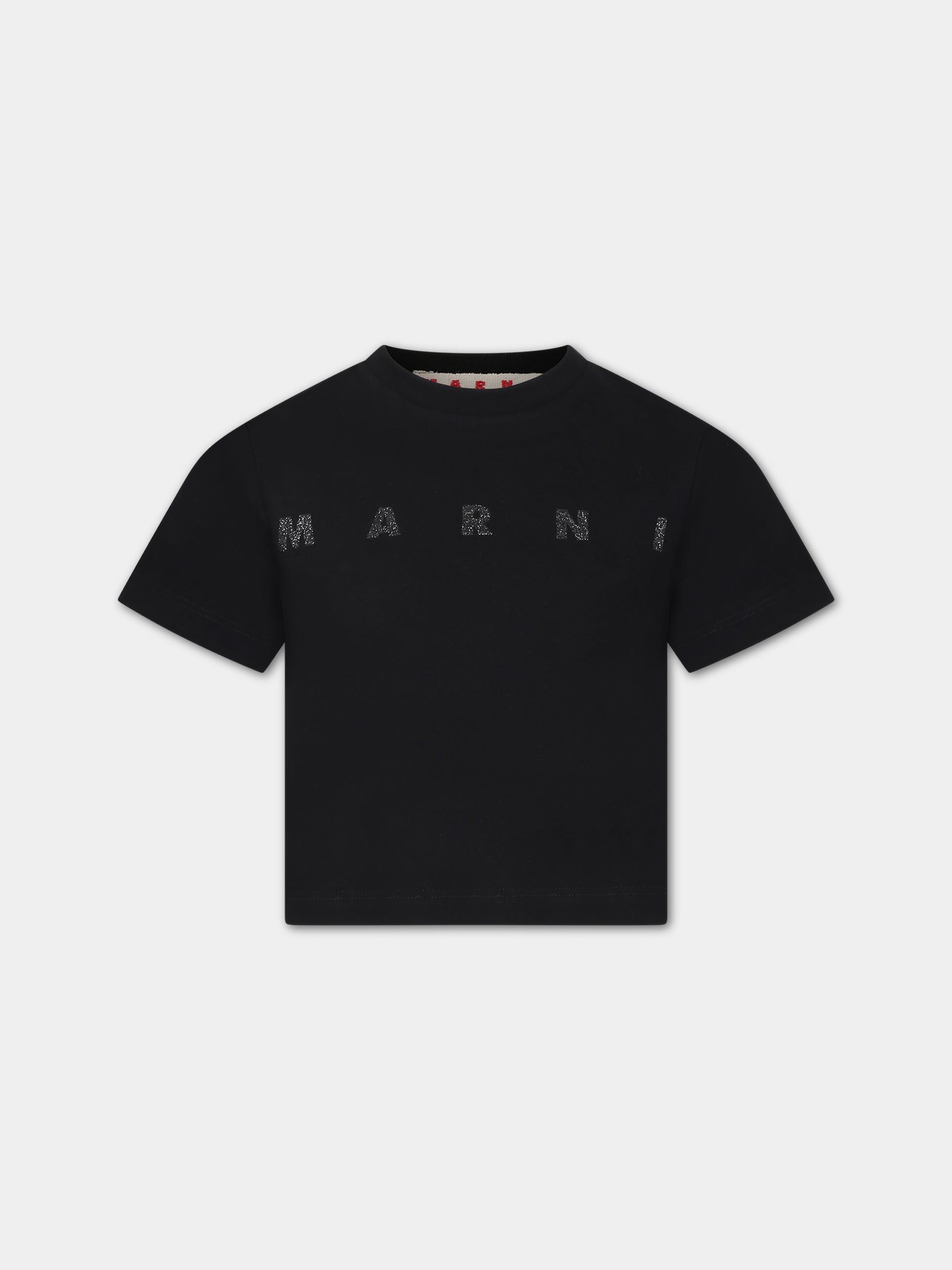 T-shirt nera per bambina con logo,Marni Kids,M01027 M00NE MT241F 0M900