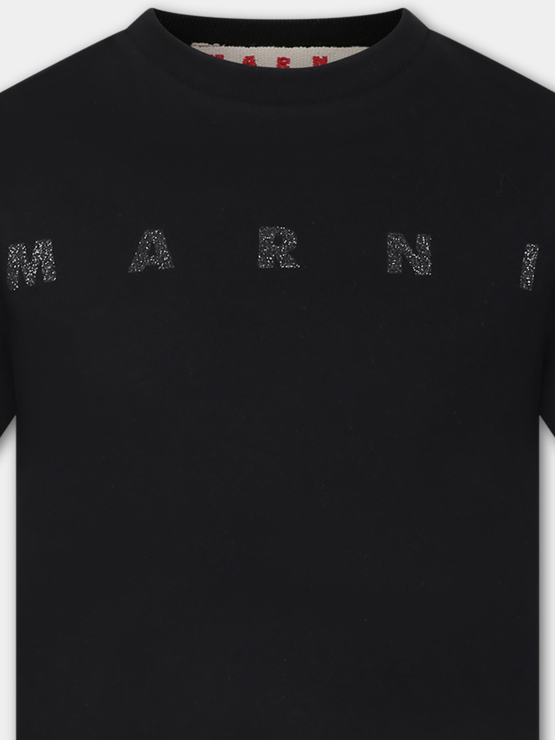 T-shirt nera per bambina con logo,Marni Kids,M01027 M00NE MT241F 0M900