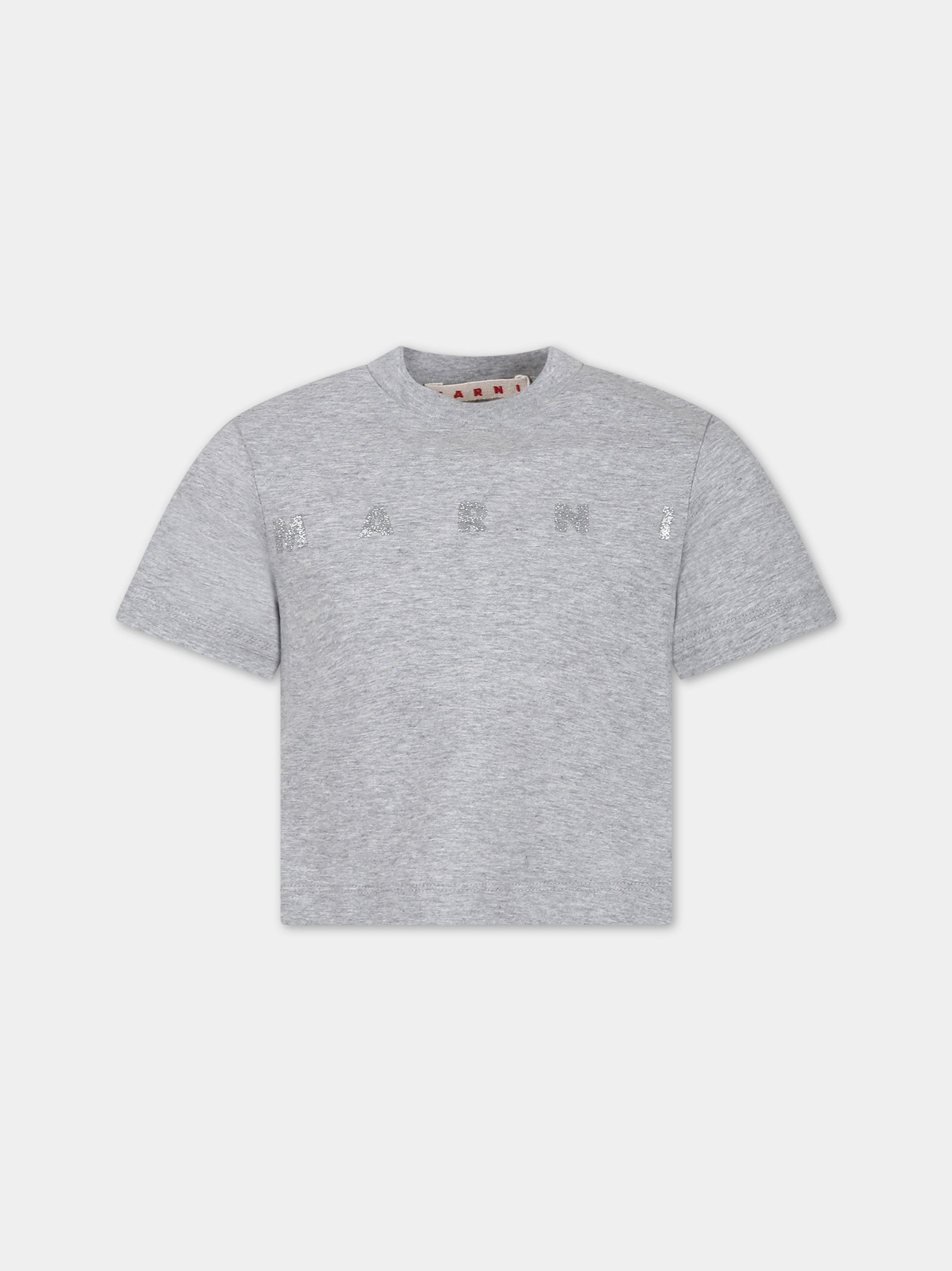 T-shirt grigia per bambina con logo,Marni Kids,M01027 M00NE MT241F 0M903