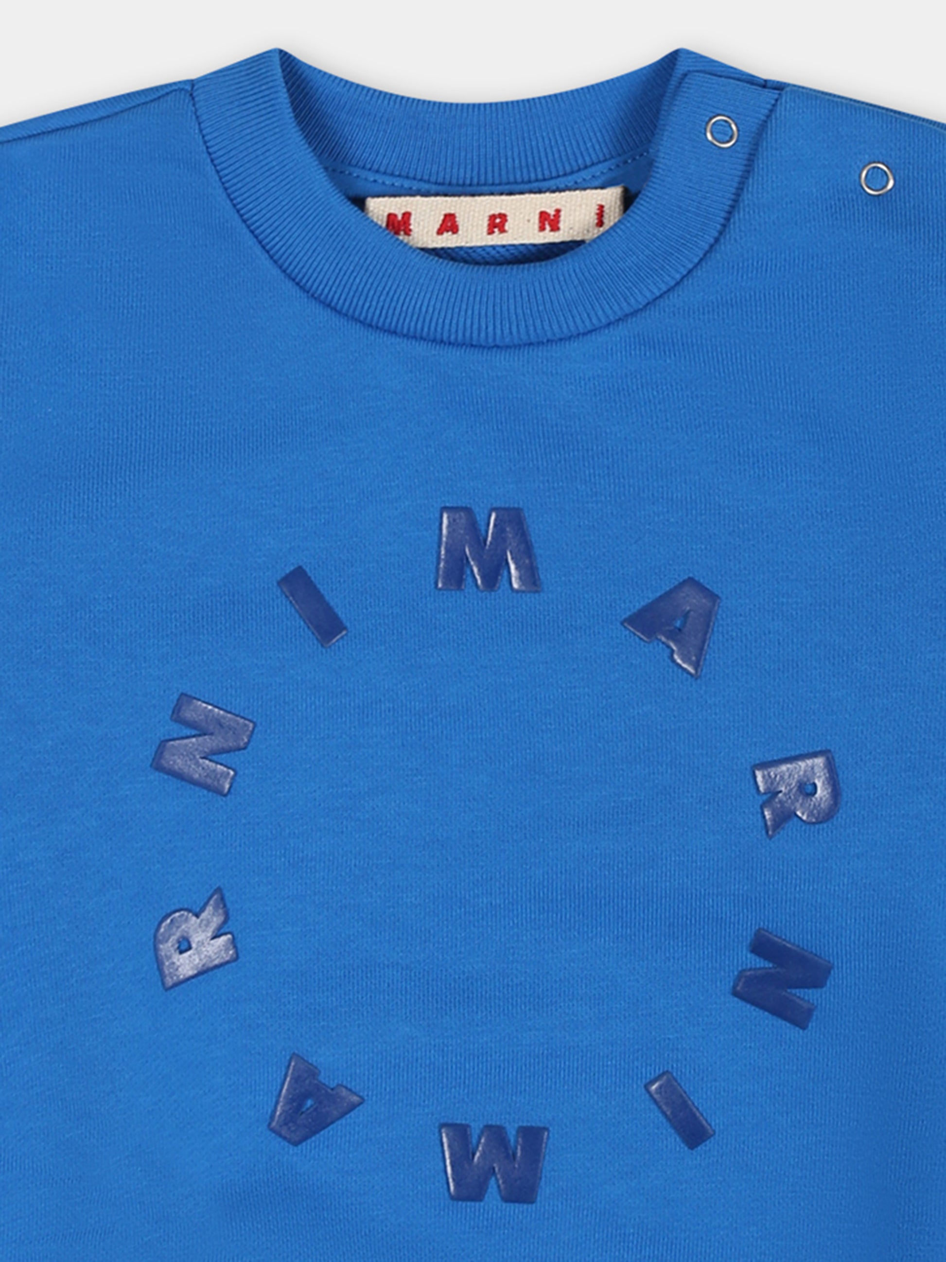 Felpa azzurra per neonato con logo,Marni Kids,M01137 M00NF MS44B 0M846