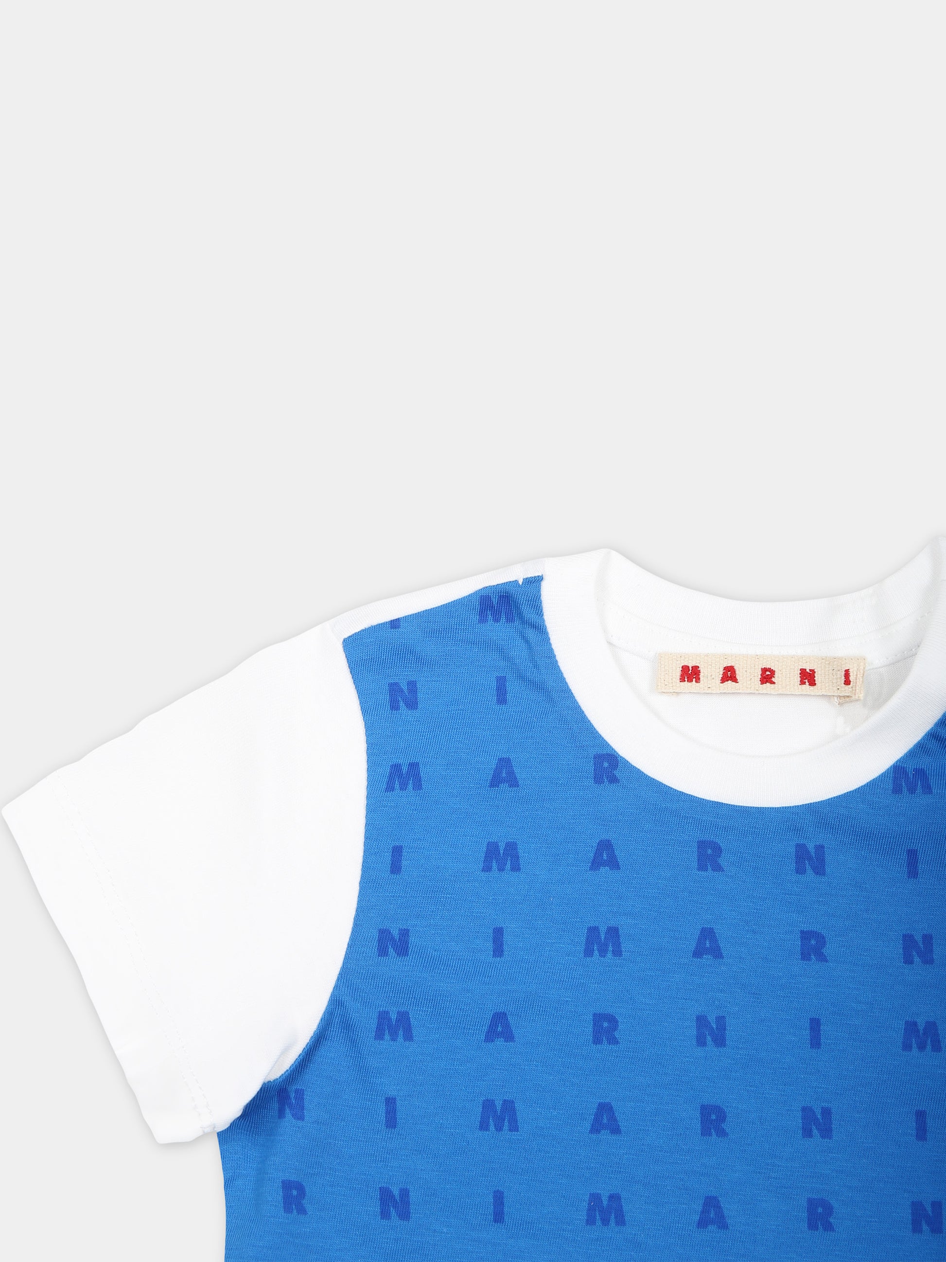 T-shirt azzurra per neonato con logo,Marni Kids,M01140 M00S5 MT70B 0M846