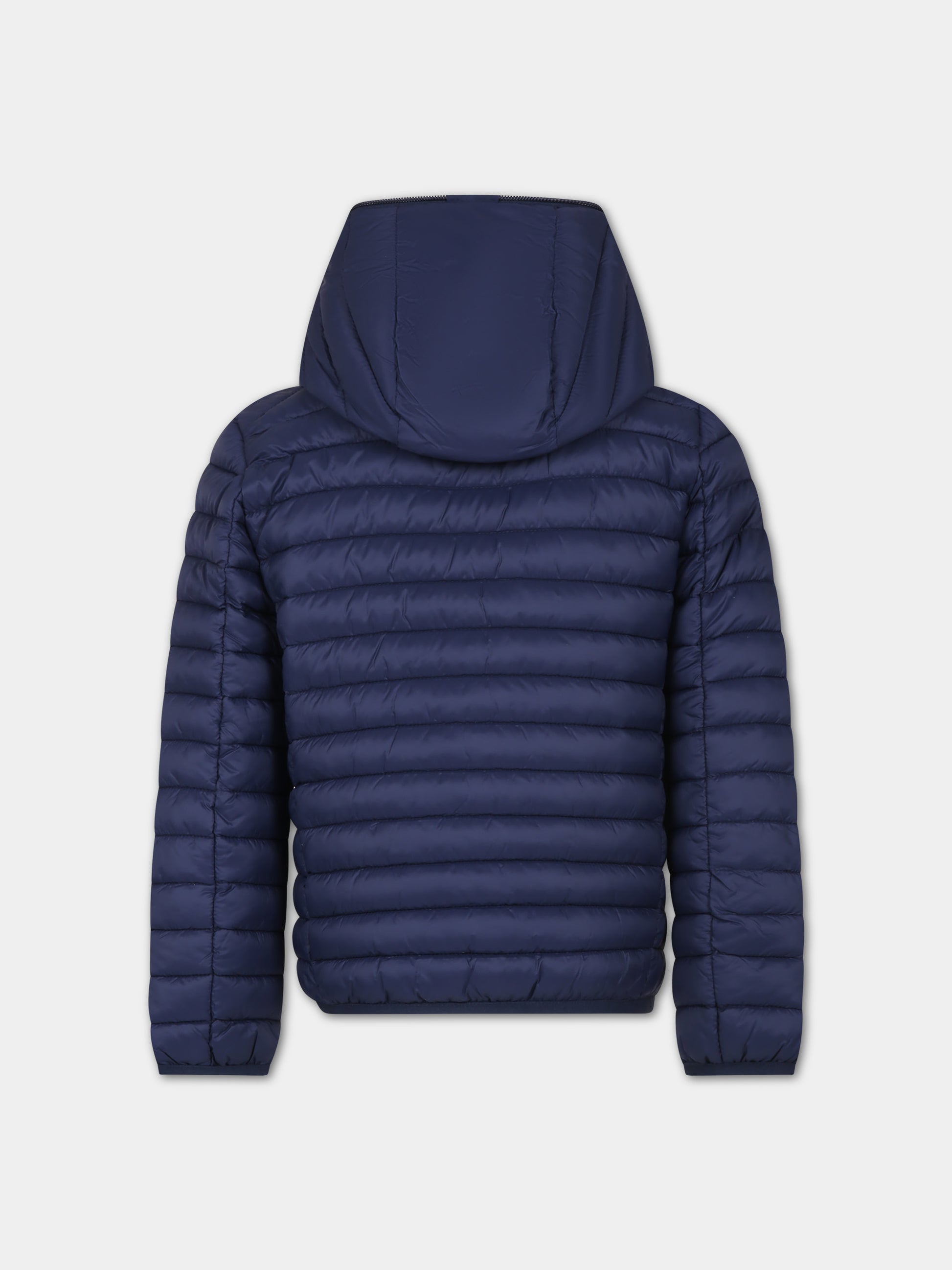 Piumino Huey blu per bambino con logo,Save The Duck Kids,J30650B GIGA18 90000