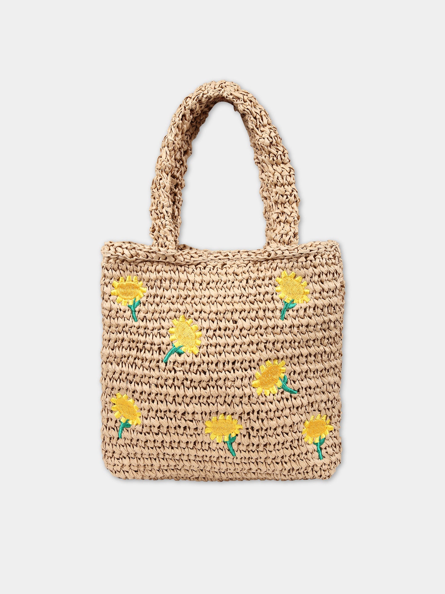 Borsa casual beige per bambina con girasoli,Stella Mccartney Kids,TU0B28 Z1924 309
