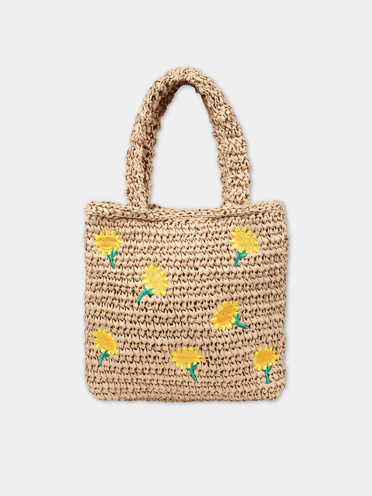 Borsa casual beige per bambina con girasoli,Stella Mccartney Kids,TU0B28 Z1924 309