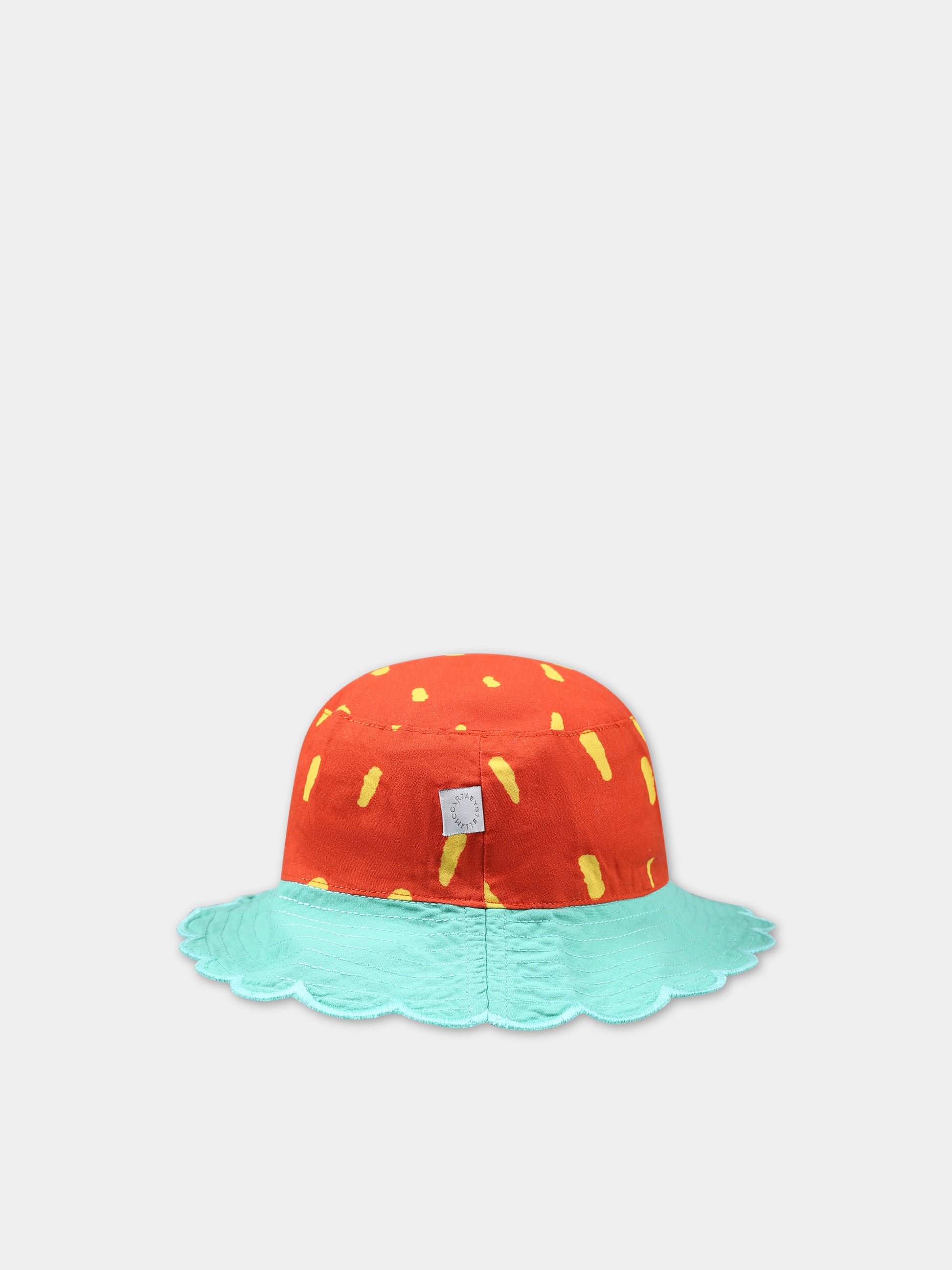 Cloche rossa per neonata con stampa gialla all-over,Stella Mccartney Kids,TU0007 Z1588 421GL