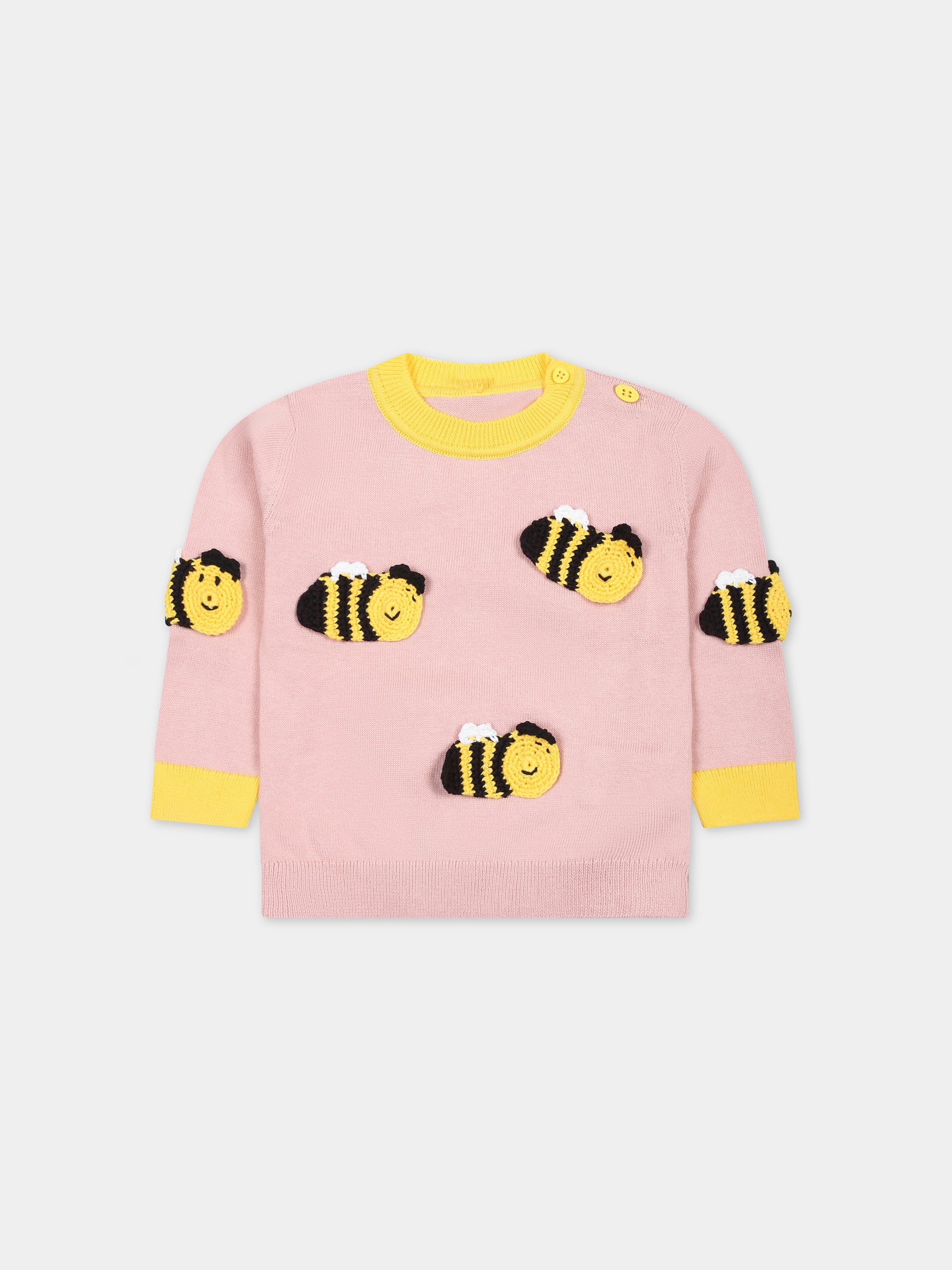 Maglione rosa per neonata con api,Stella Mccartney Kids,TU9030 Z1881 517